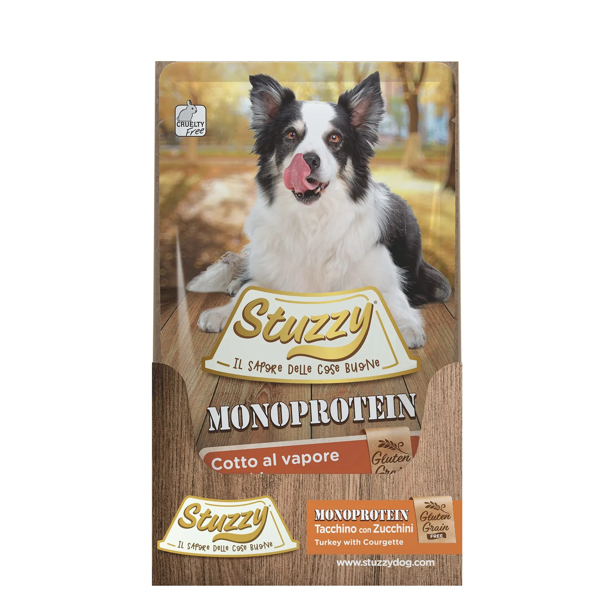 Stuzzy Monoprotein Grain & Gluten Free Cibo Umido per Cani Adulti con Tacchino e Zucchine, Patè, 1,8kg (12 Buste da 150g) - immagine 3