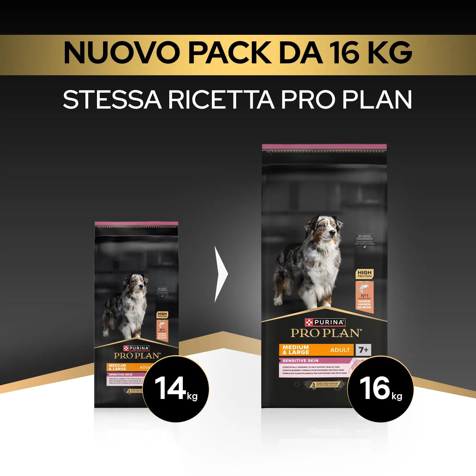 Purina Pro Plan Sensitive Skin Crocchette per Cani Senior 7+, 16kg - immagine 2