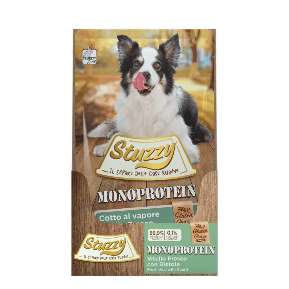 Stuzzy Monoprotein Grain & Gluten Free Wet Dog Food Adult Veal with Fresh Chard Pate, 1.8kg (12 x 150g) - immagine 3