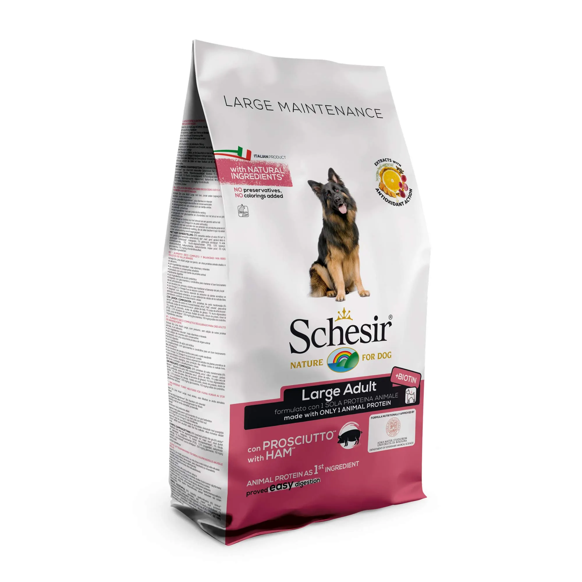 Schesir Cibo Secco per Cani Adulti di Taglia Grande al Gusto Prosciutto, Linea Mantenimento, 12kg - immagine 2