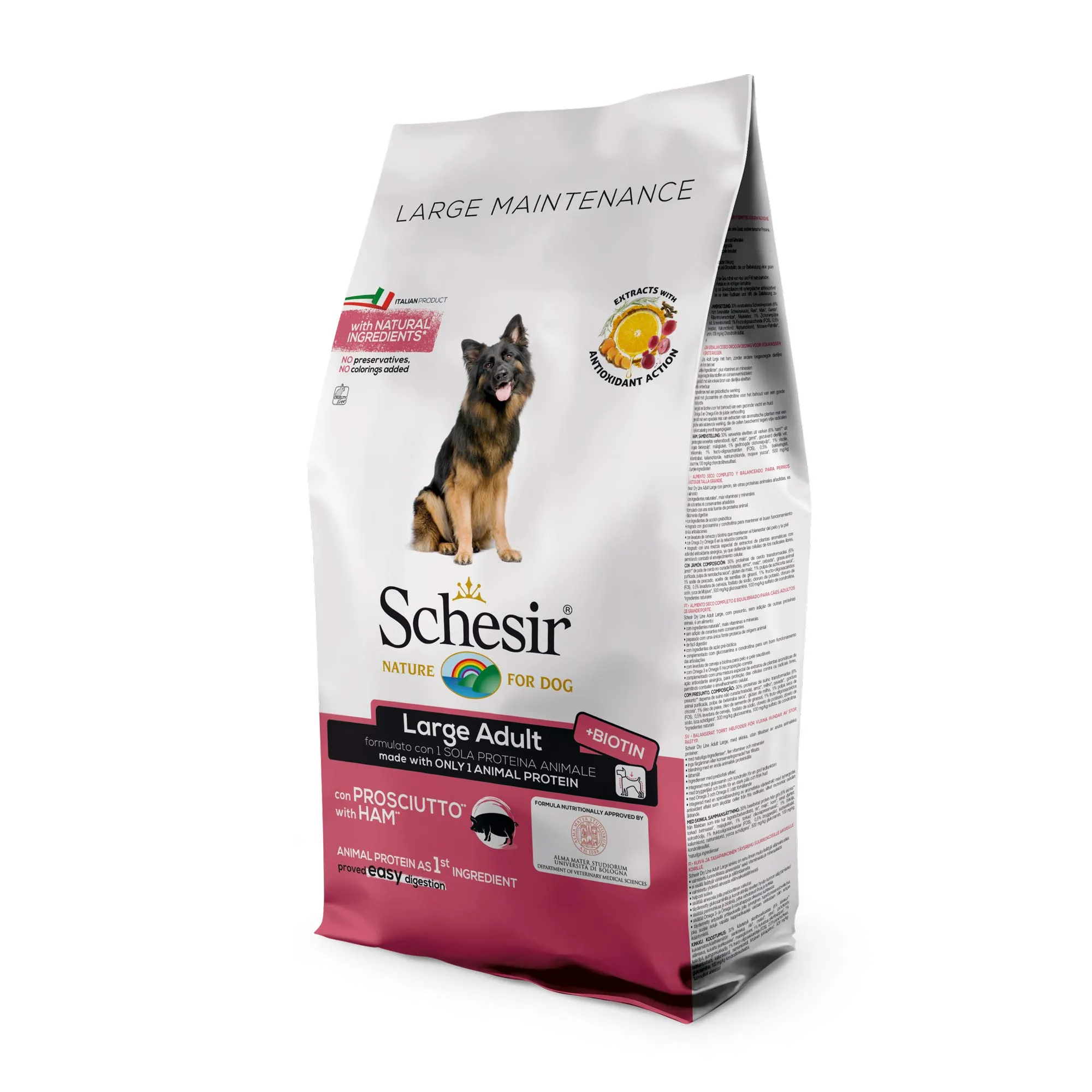 Schesir Cibo Secco per Cani Adulti di Taglia Grande al Gusto Prosciutto, Linea Mantenimento, 12kg - immagine 3