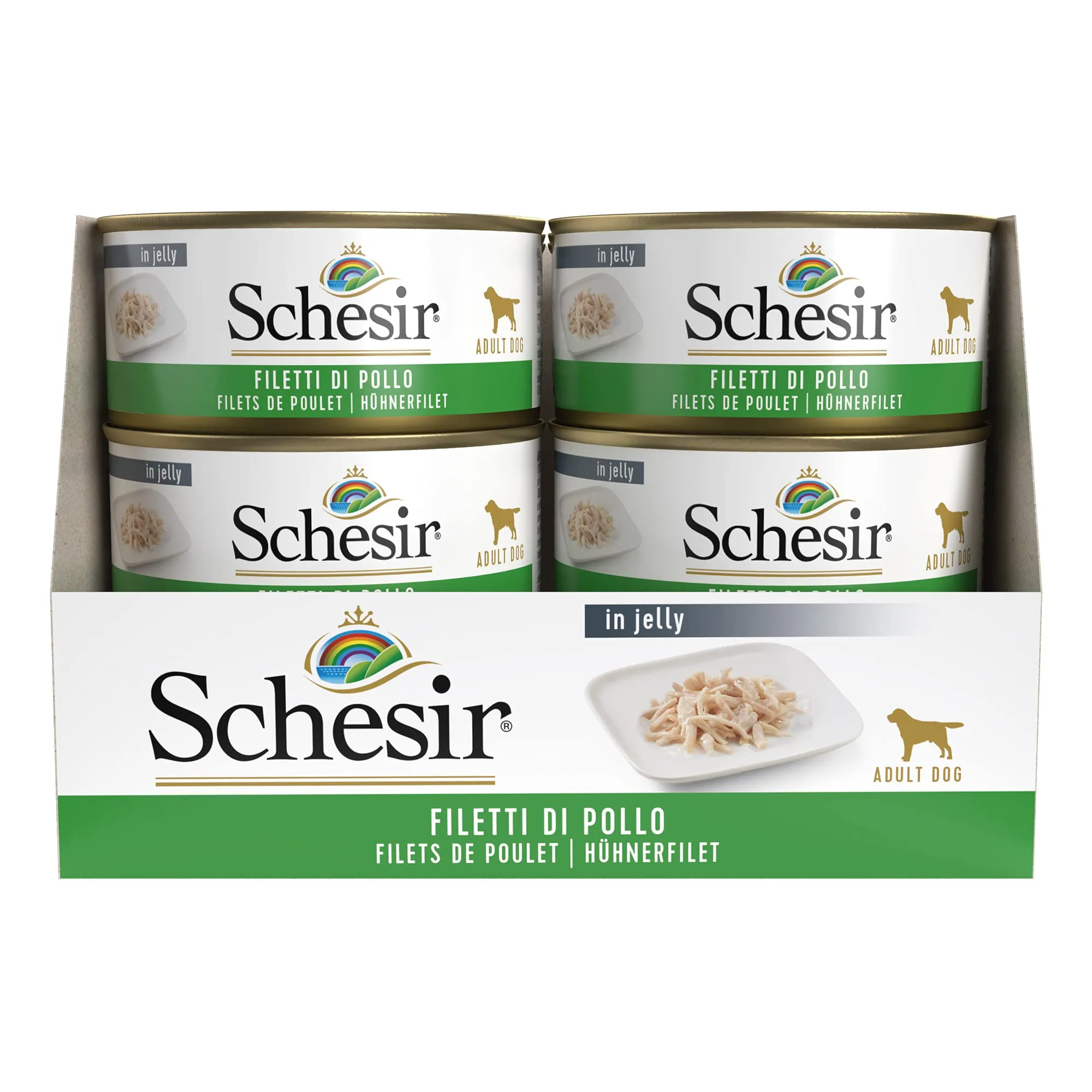 Schesir Cibo Umido per Cani Adulti ai Filetti di Pollo in Gelatina, 18 x 150g (2,7kg) - immagine 2