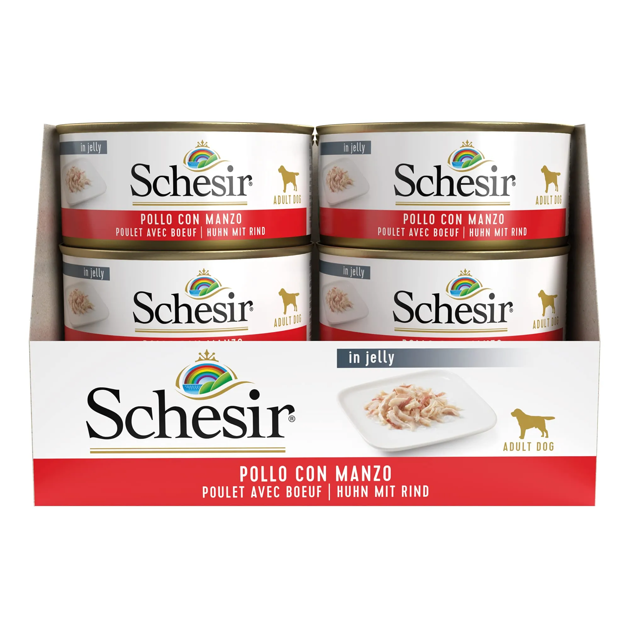 Schesir Cibo Umido per Cani Adulti al Pollo e Manzo in Gelatina, 2,7kg (18 x 150g) - immagine 2