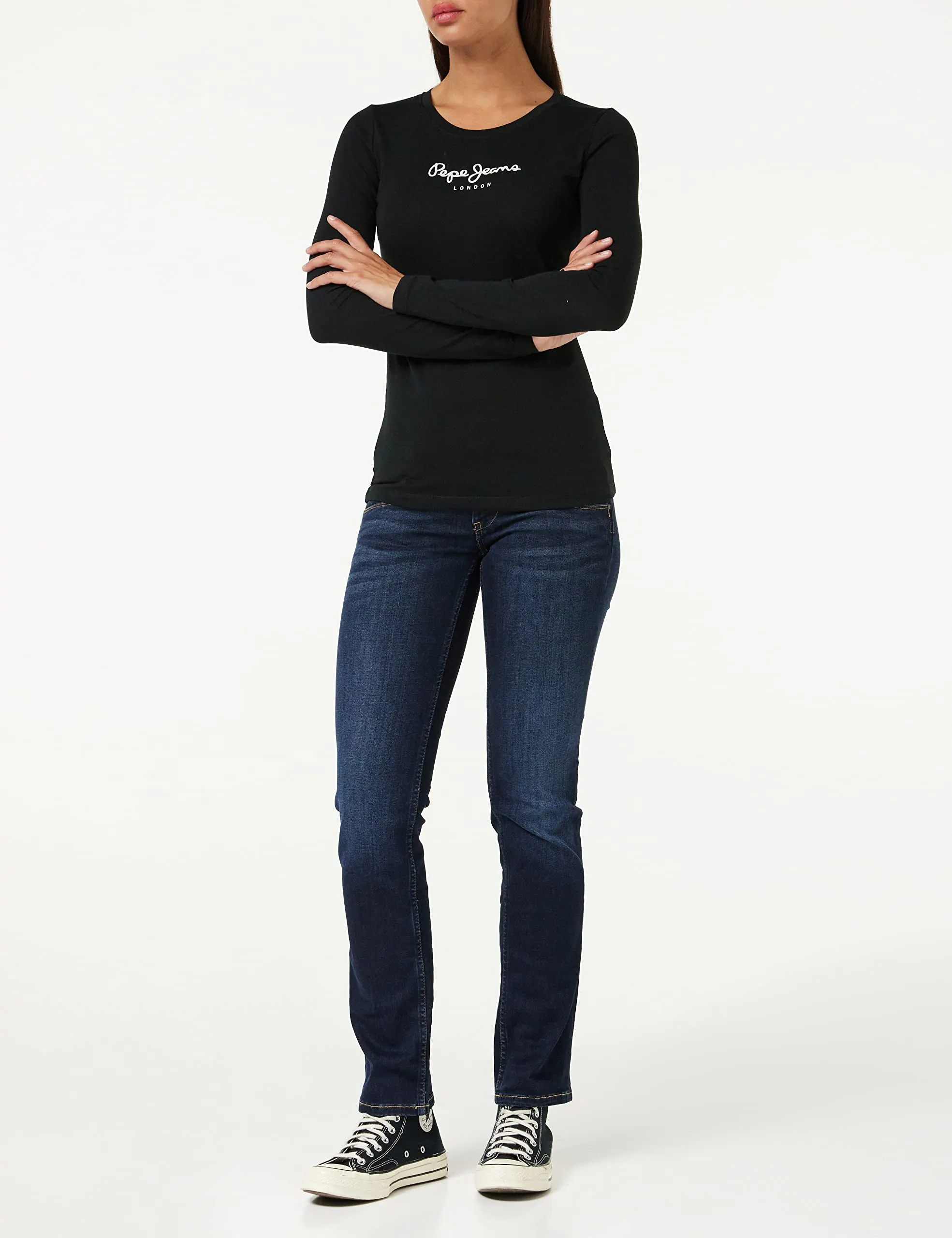 Pepe Jeans London New Virginia Slim Fit Long Sleeve T-Shirt, Nero - immagine 3