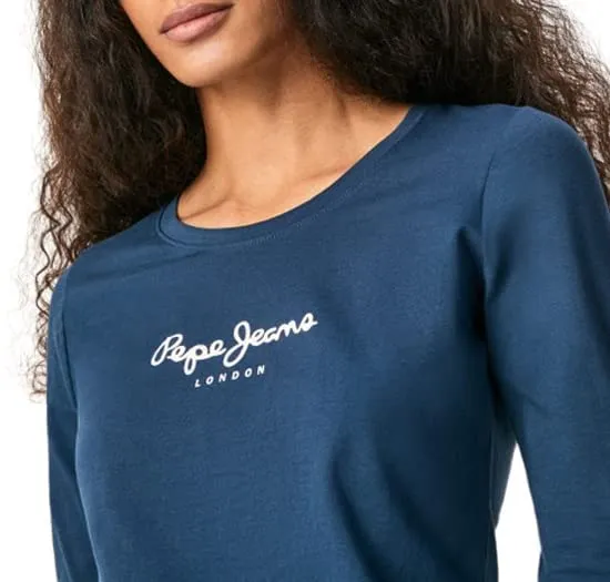 Pepe Jeans New Virginia LS Women's Shirt, Navy Blue, S - immagine 3