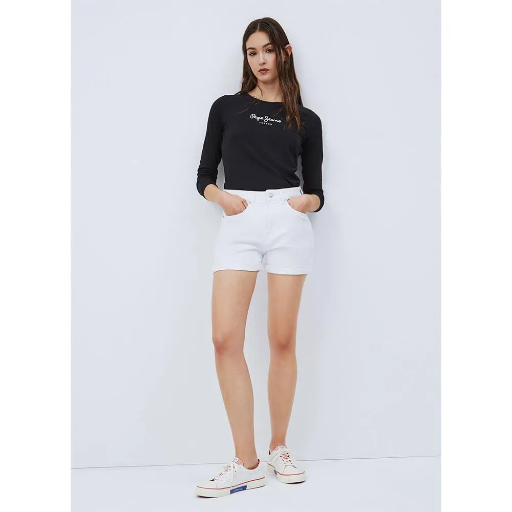 Pepe Jeans New Virginia Maglietta Donna Slim Fit Maniche Lunghe, Nera, M - immagine 3