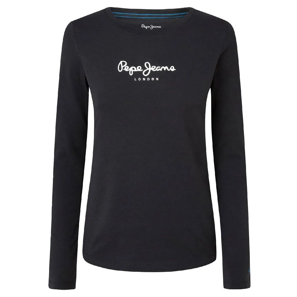 Pepe Jeans New Virginia Maglietta Donna Slim Fit Maniche Lunghe, Nera, M - immagine 4