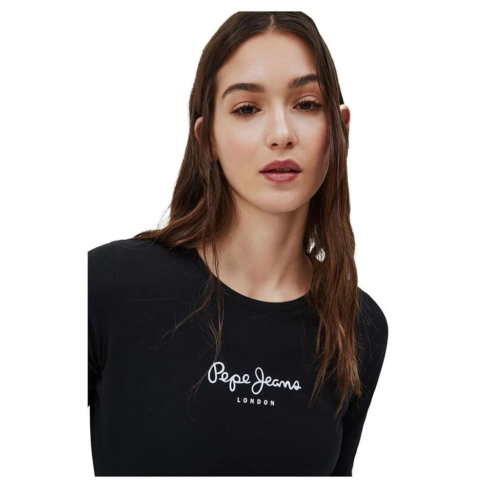 Pepe Jeans New Virginia Maglietta Donna Slim Fit Maniche Lunghe, Nera, M - immagine 7