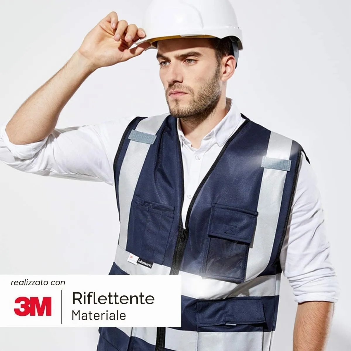 Salzmann Gilet ad alta visibilità riflettente, Blu Navy, S-M - immagine 4