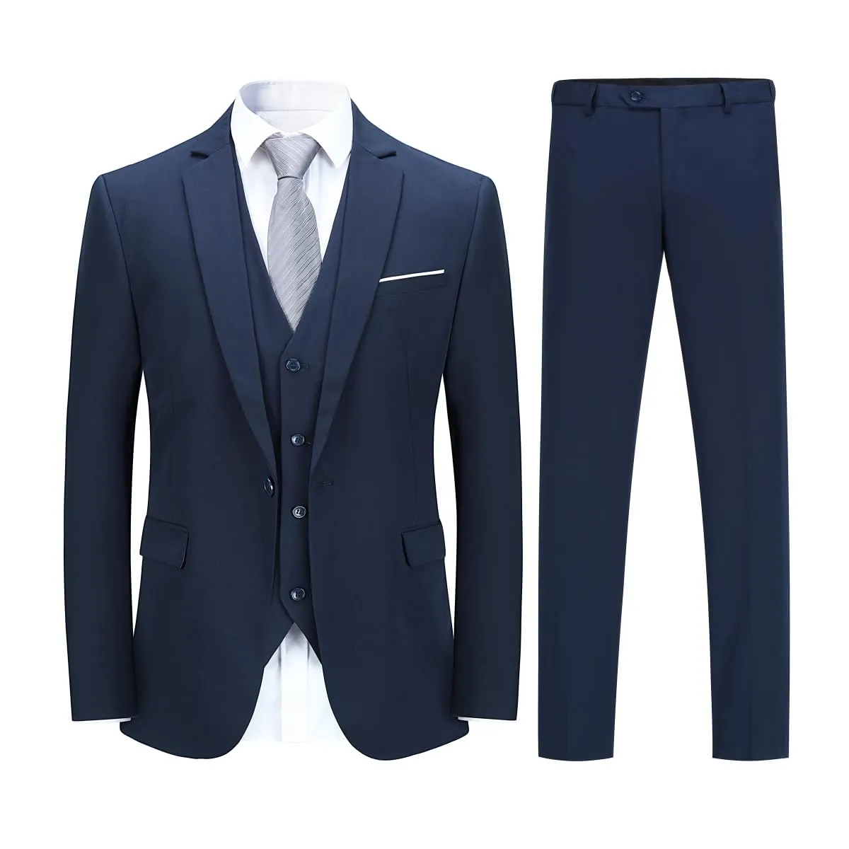 YOUTHUP Abito Uomo 3 Pezzi Slim Fit Blazer Panciotto Pantaloni - immagine 1
