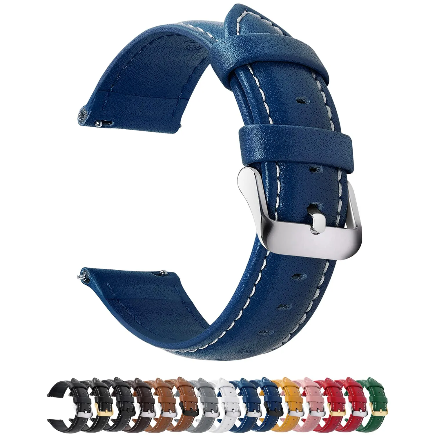 Fullmosa Cinturino in Pelle 20mm a Sgancio Rapido, Blu Scuro - immagine 1