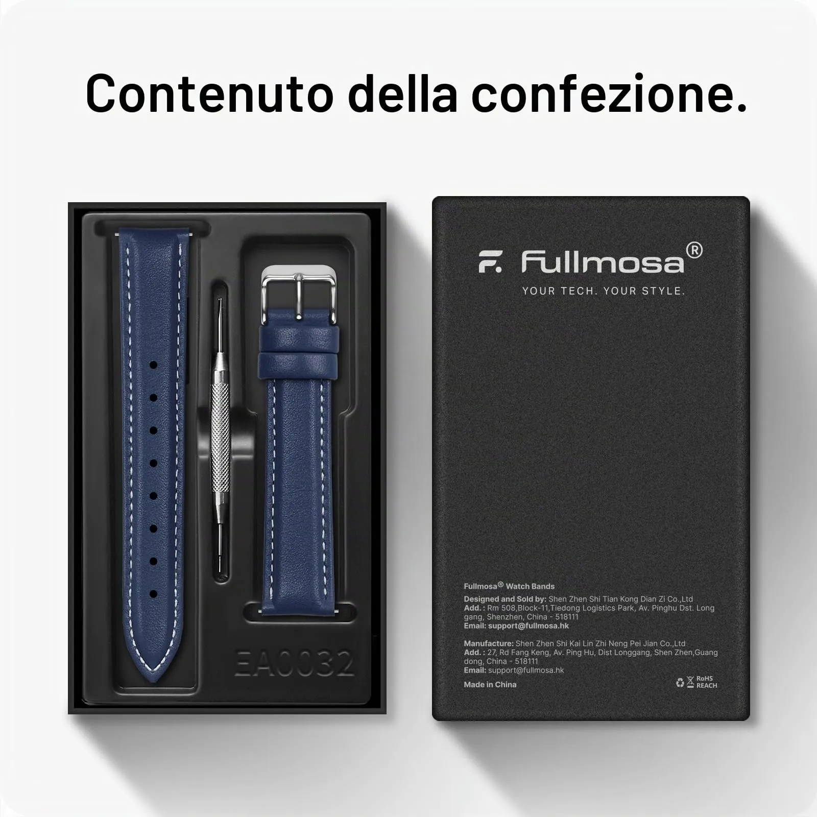 Fullmosa Cinturino in Pelle 20mm a Sgancio Rapido, Blu Scuro - immagine 6