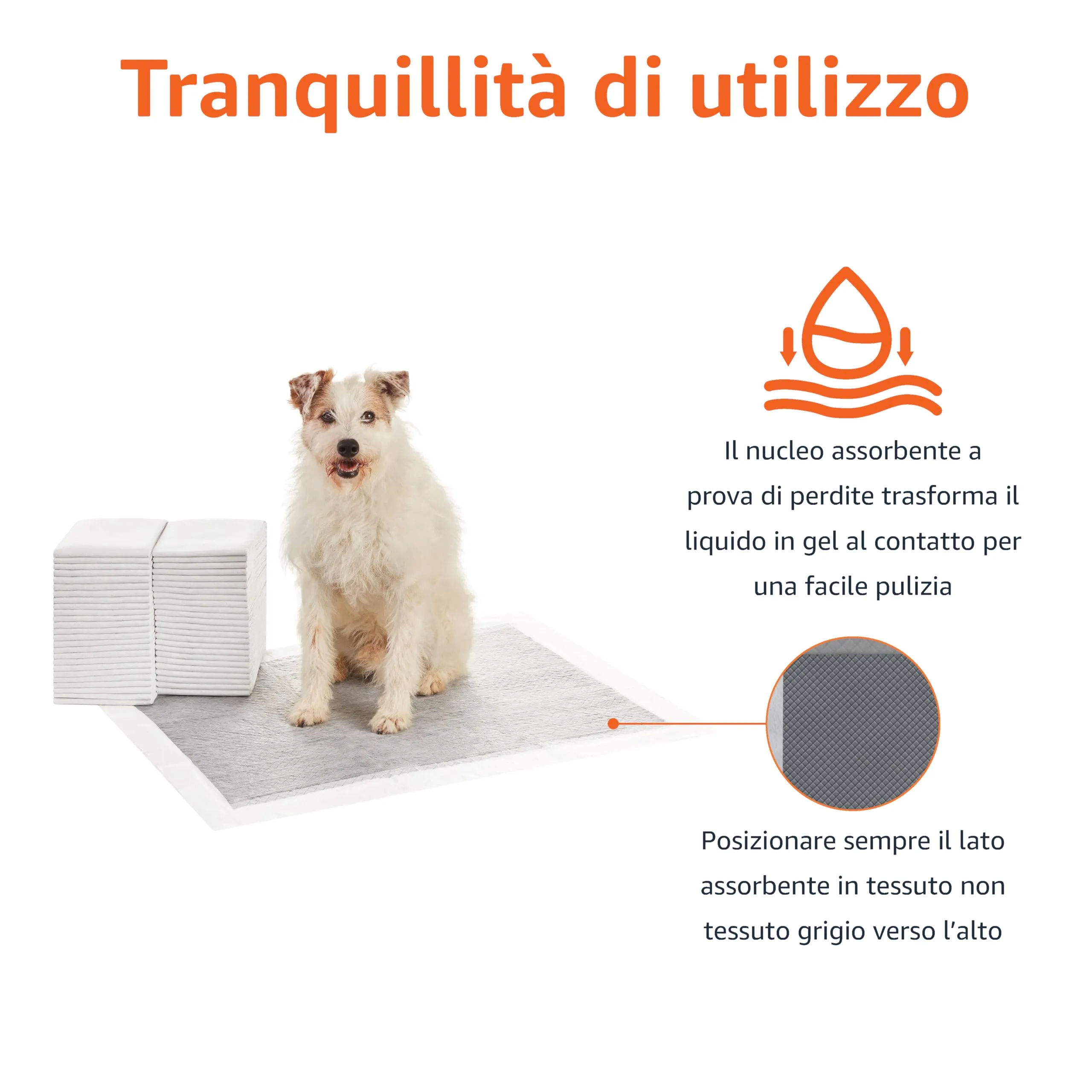 Amazon Basics Tappetini igienici al carbone per cani e cuccioli, XL, grigio, confezione da 50 - immagine 4