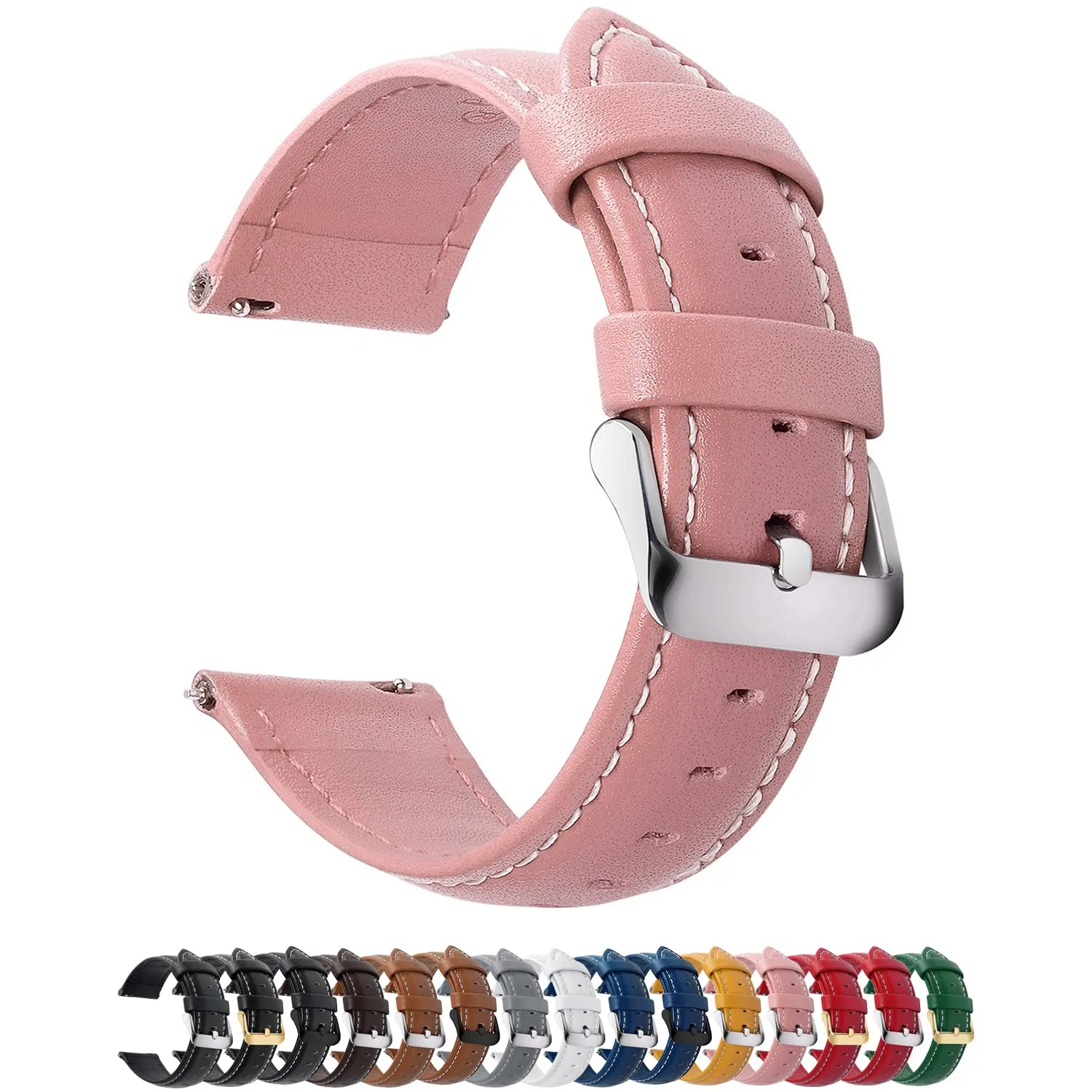 Fullmosa Cinturino in Pelle 22mm a Sgancio Rapido, Rosa - immagine 1