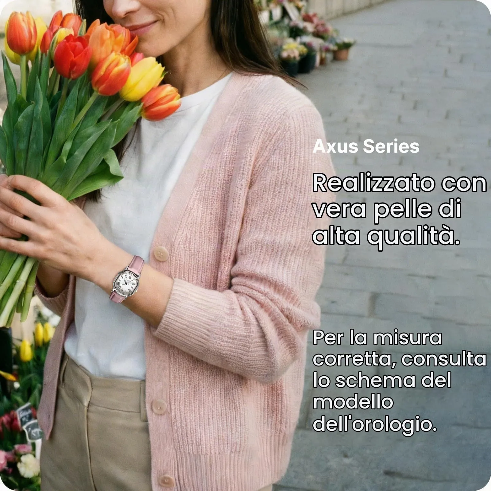 Fullmosa Cinturino in Pelle 22mm a Sgancio Rapido, Rosa - immagine 3