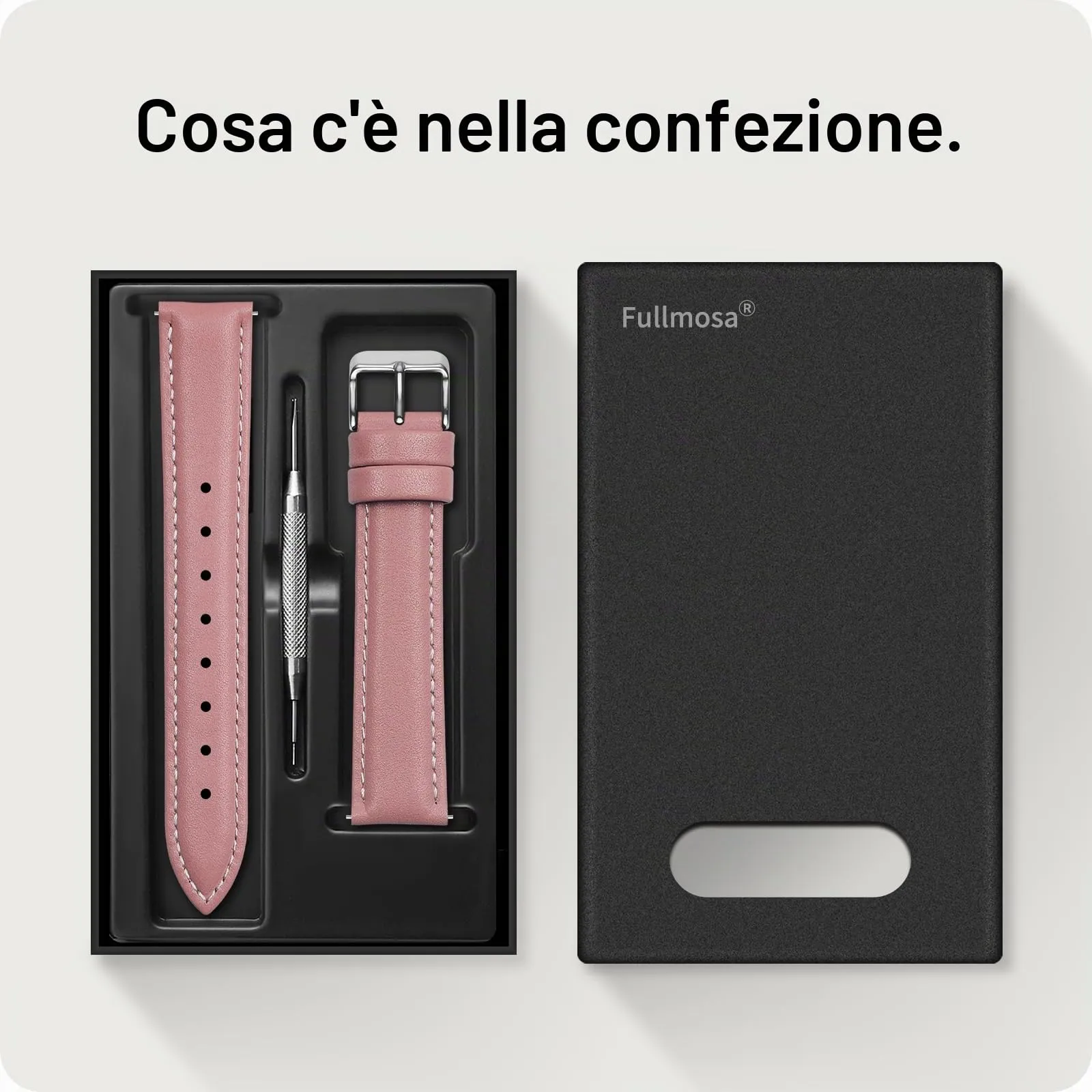 Fullmosa Cinturino in Pelle 22mm a Sgancio Rapido, Rosa - immagine 6