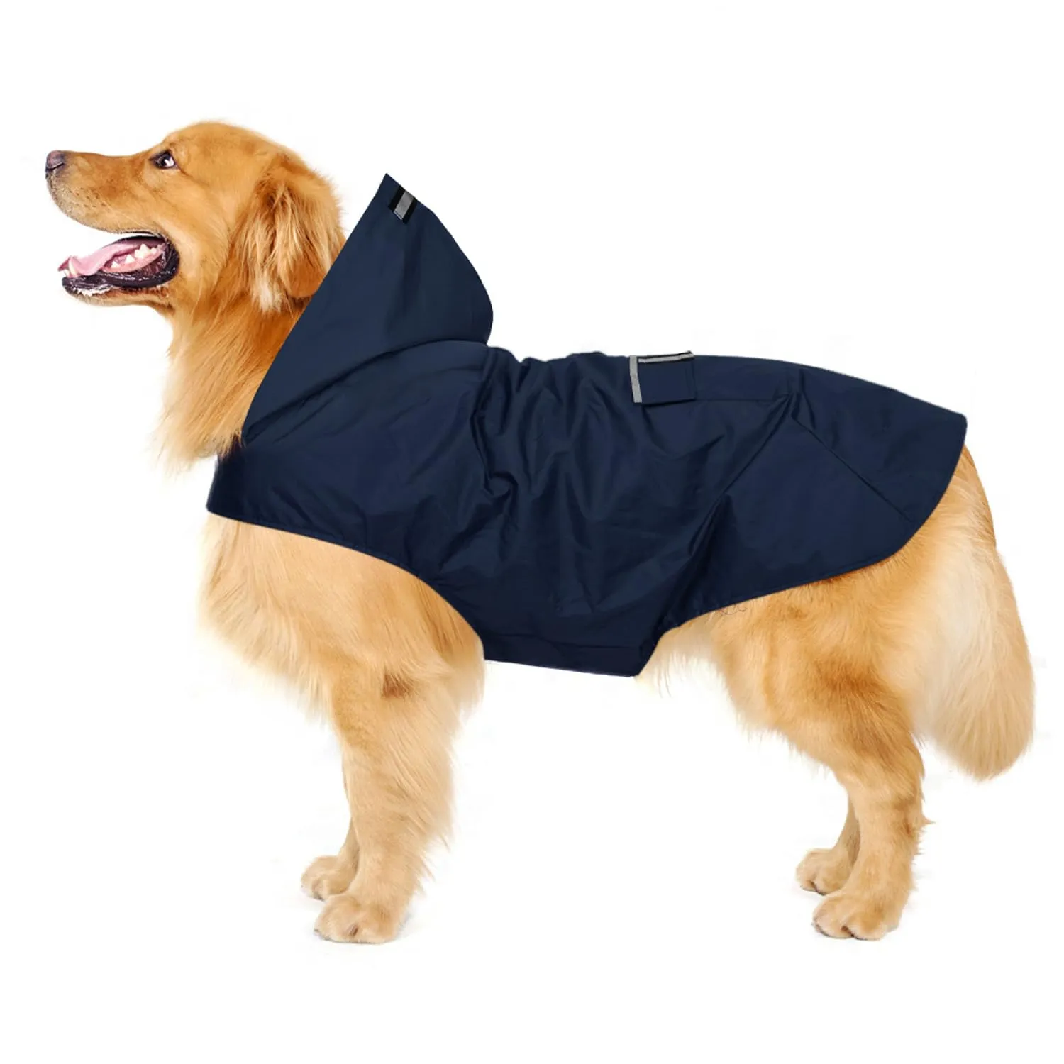 Zellar Impermeabile per Cani con Cappuccio, Foro per Colletto e Strisce Riflettenti, Taglia 3XL, Blu - immagine 1