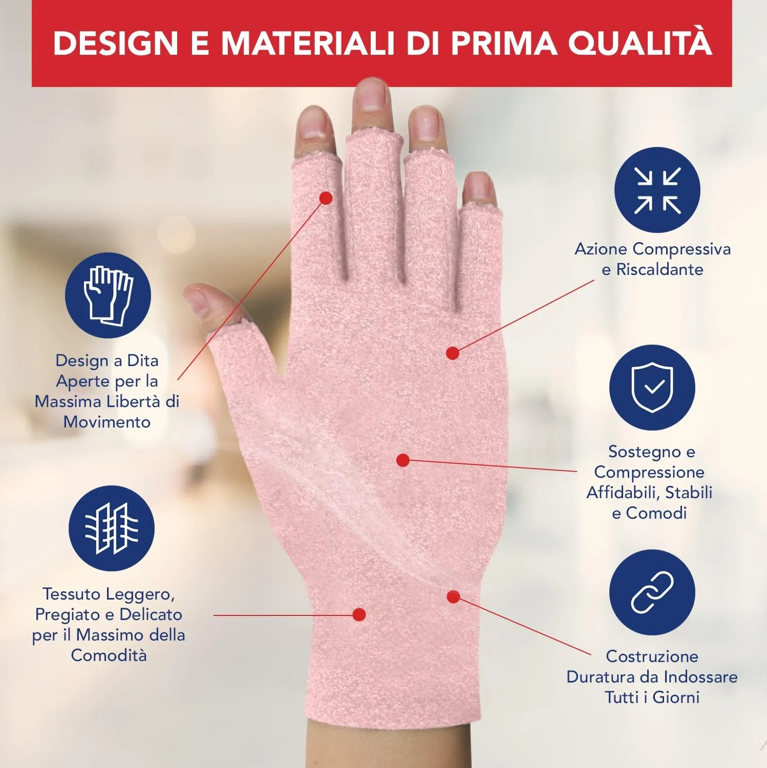 Dr. Arthritis Guanti a Compressione per Artrosi e Tunnel Carpale, Senza Dita, Cotone, Taglia S (1 Paio) - immagine 4