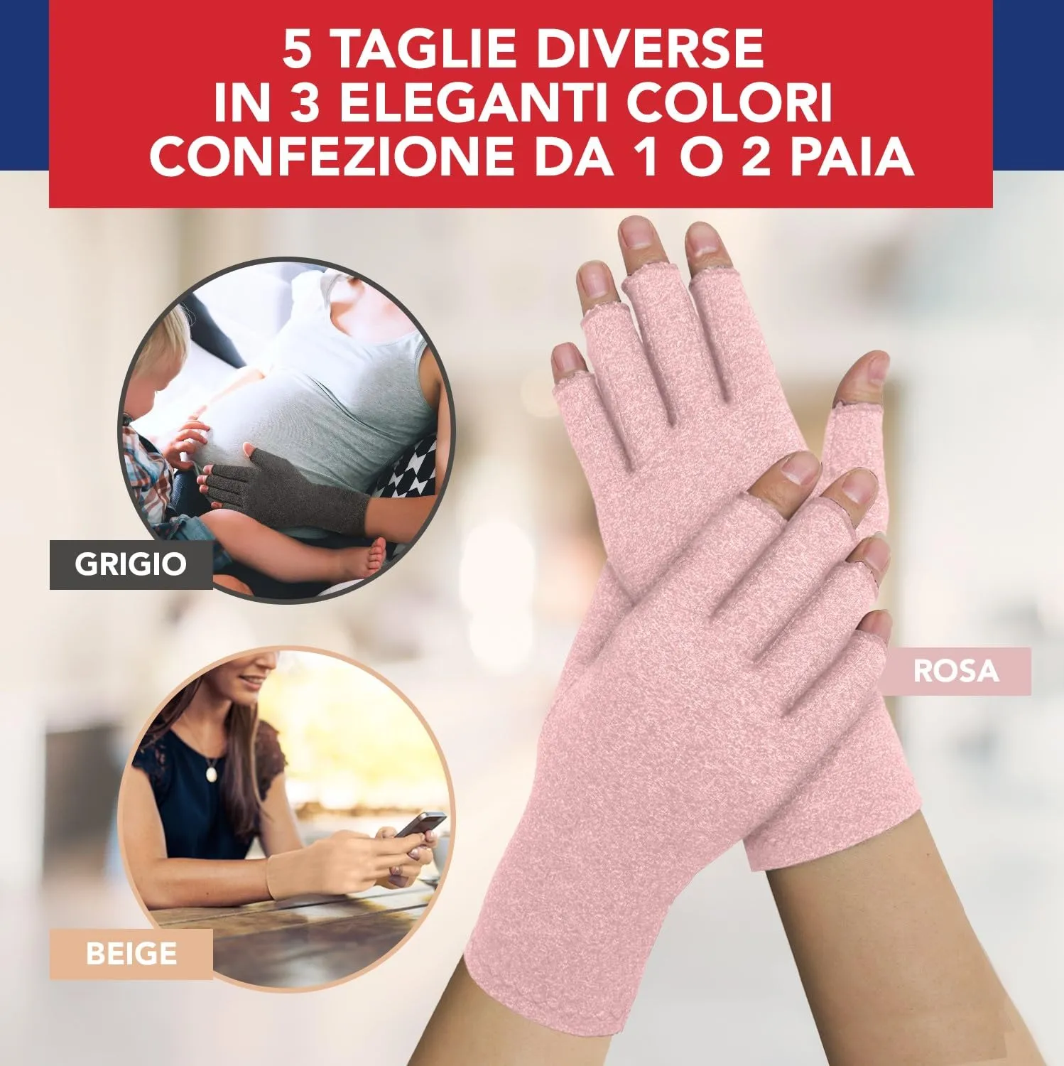 Dr. Arthritis Guanti a Compressione per Artrosi e Tunnel Carpale, Senza Dita, Cotone, Taglia S (1 Paio) - immagine 7
