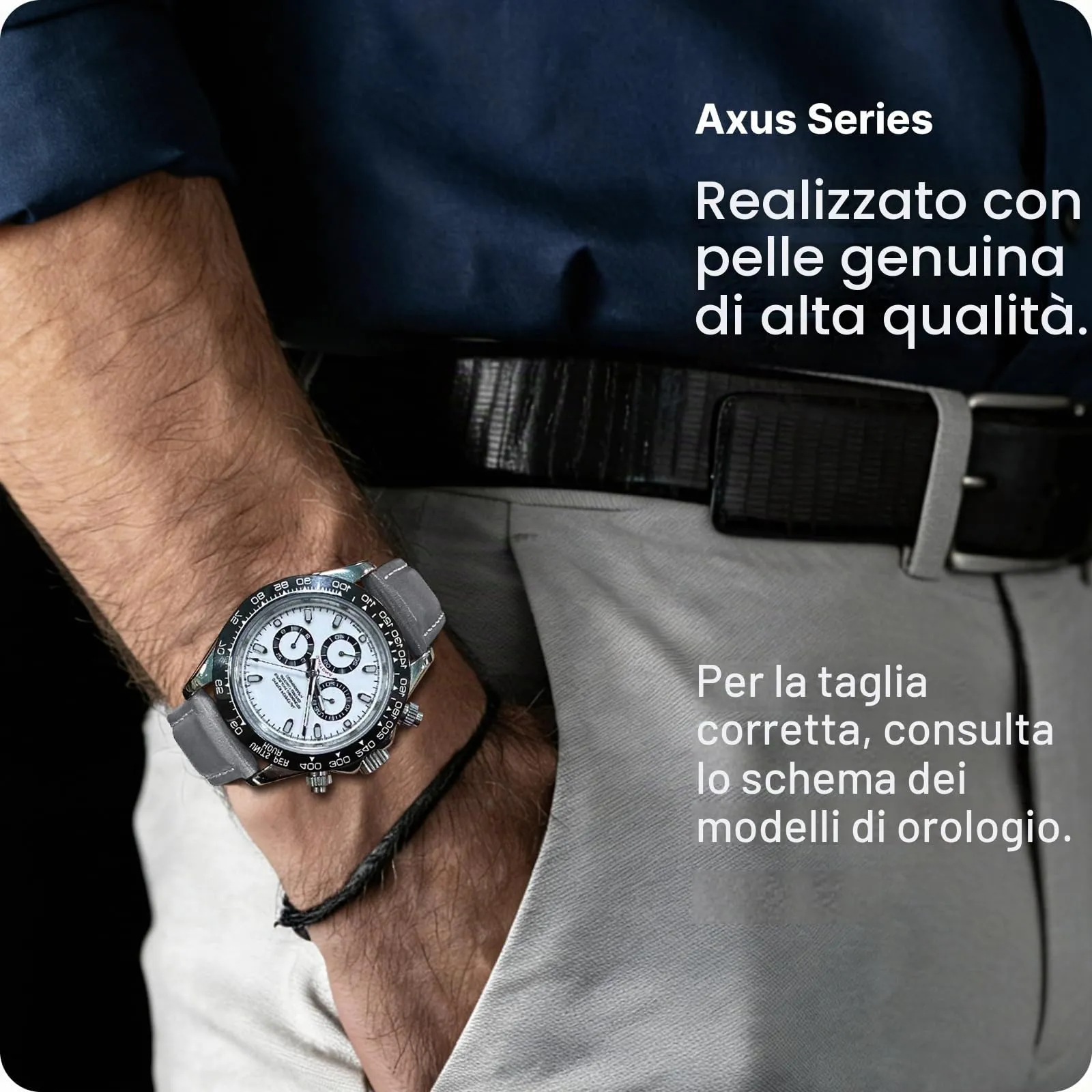 Fullmosa Cinturino in Pelle 20mm a Sgancio Rapido, Grigio - immagine 3