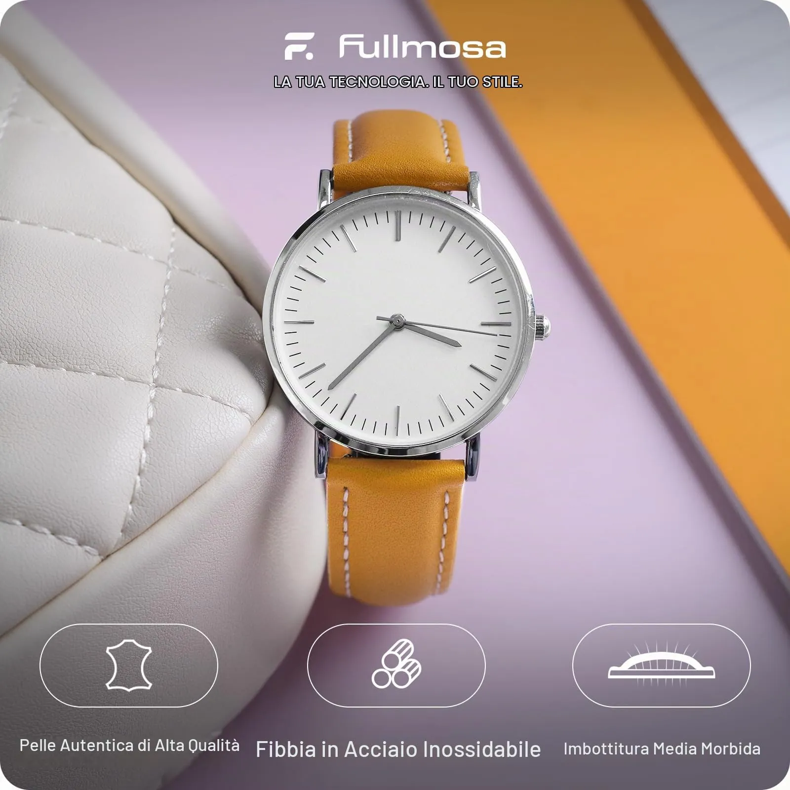 Fullmosa Cinturino in Pelle 22mm a Sgancio Rapido, Zenzero - immagine 2