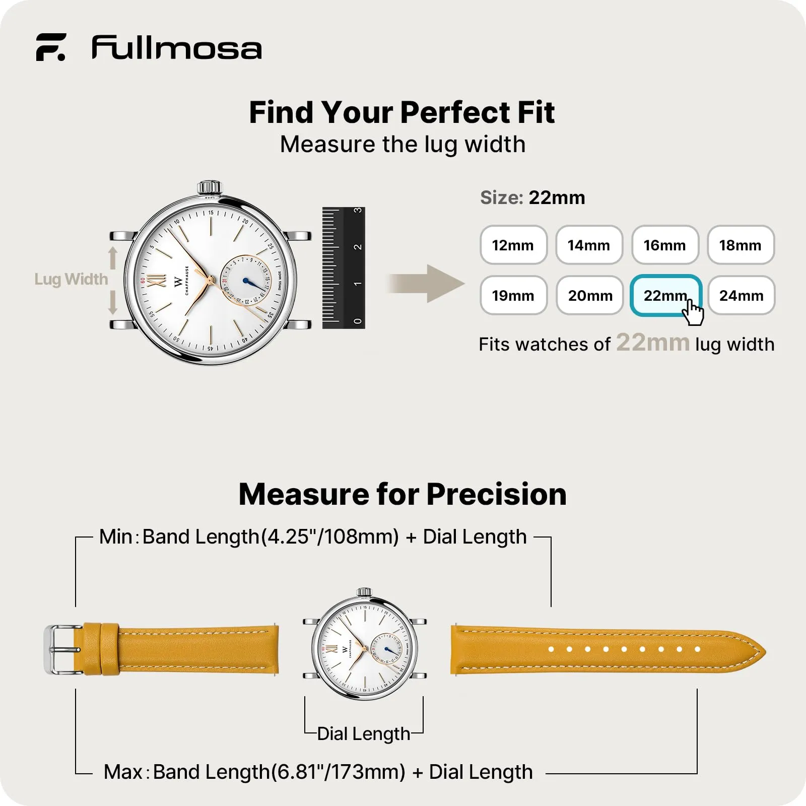 Fullmosa Cinturino in Pelle 22mm a Sgancio Rapido, Zenzero - immagine 5
