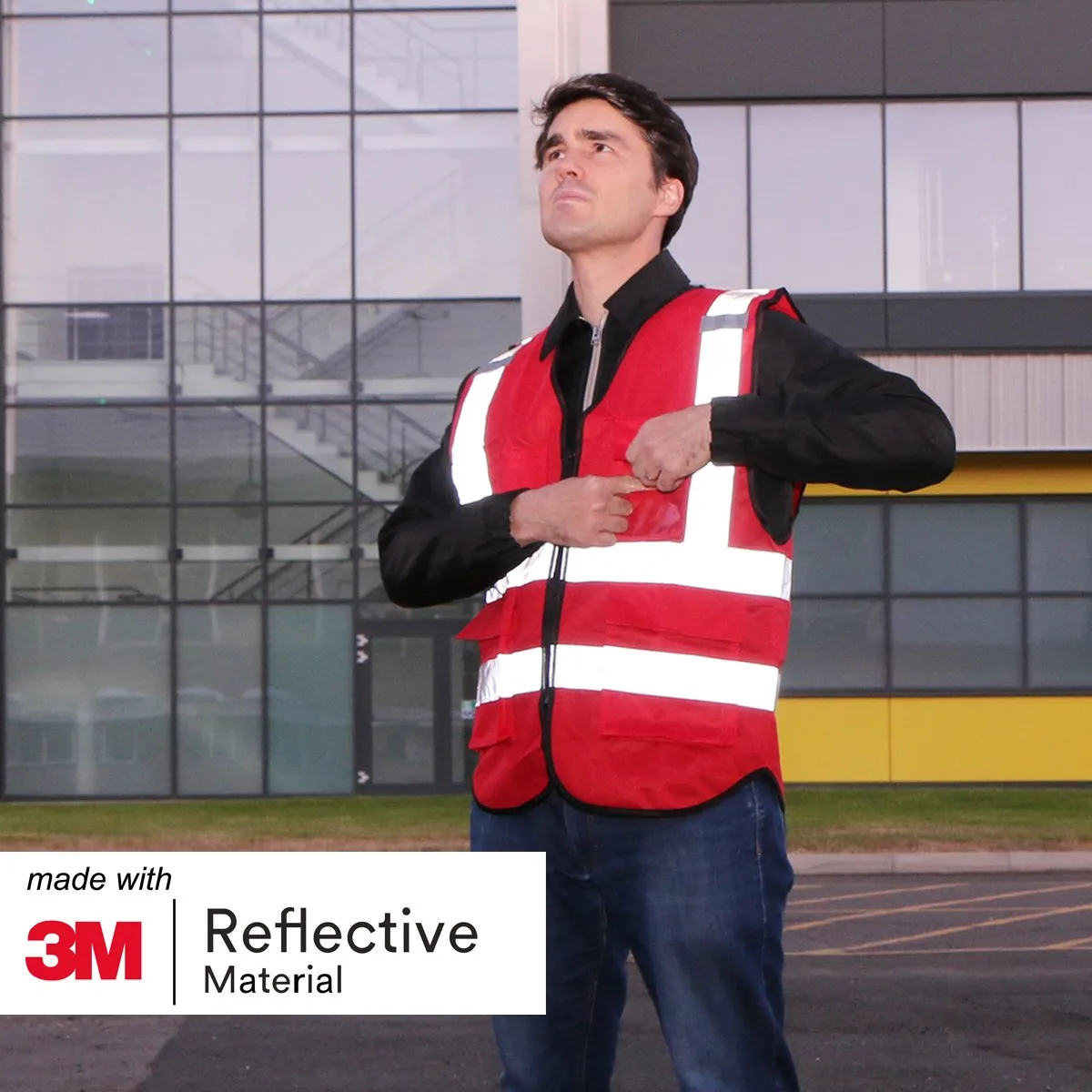 Salzmann Gilet di sicurezza ad alta visibilità riflettente 3M con cerniera e multi-tasche, Rosso, 4XL - immagine 4