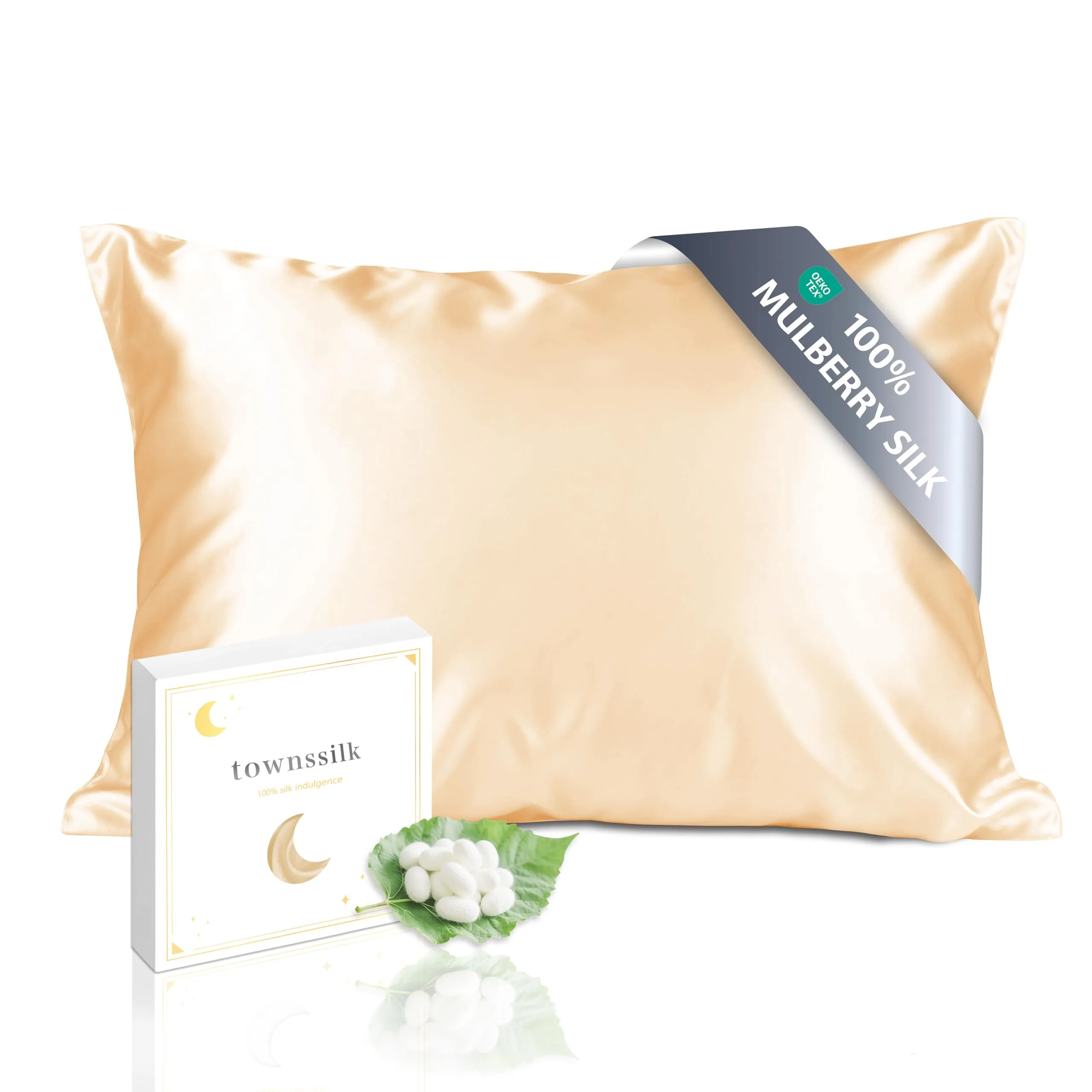 townssilk Federa in Seta di Gelso 100% Naturale 19 Momme, Doppia Faccia, 50x75cm, Oro Champagne - immagine 1