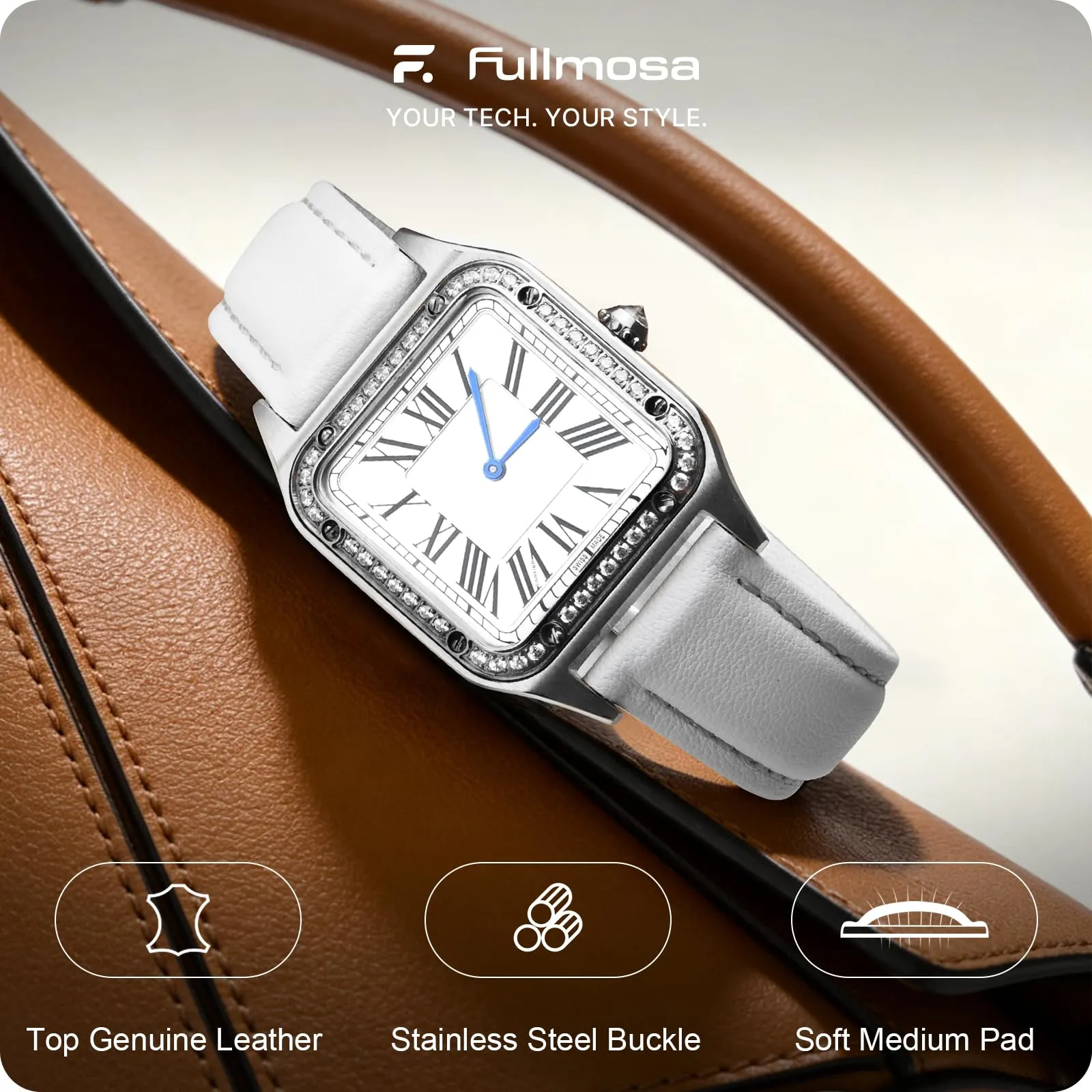 Fullmosa Cinturino per Orologio 18mm in Pelle a Sgancio Rapido, Bianco - immagine 2