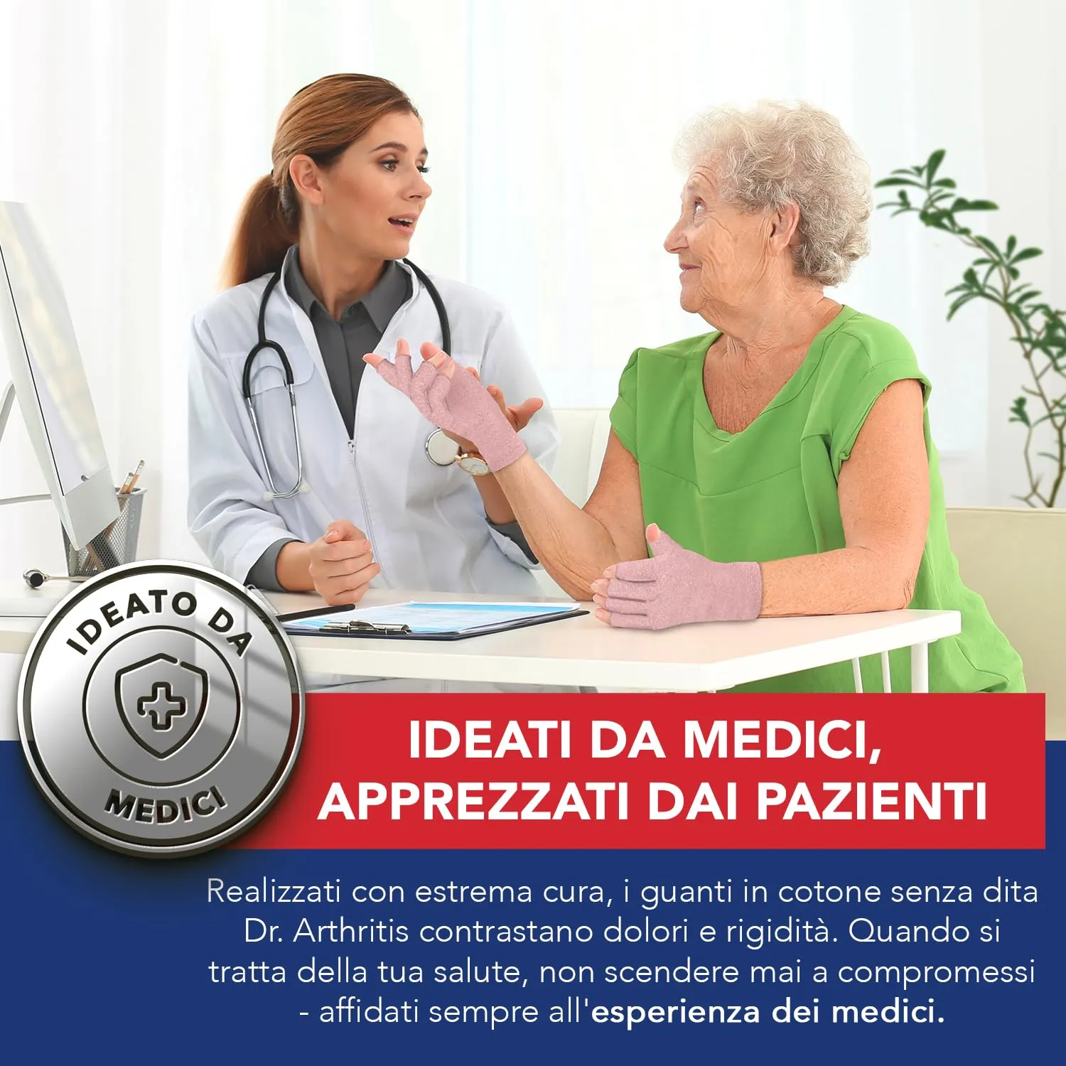 Dr. Arthritis Guanti per compressione da artrite, XS-XL, Rose - immagine 2