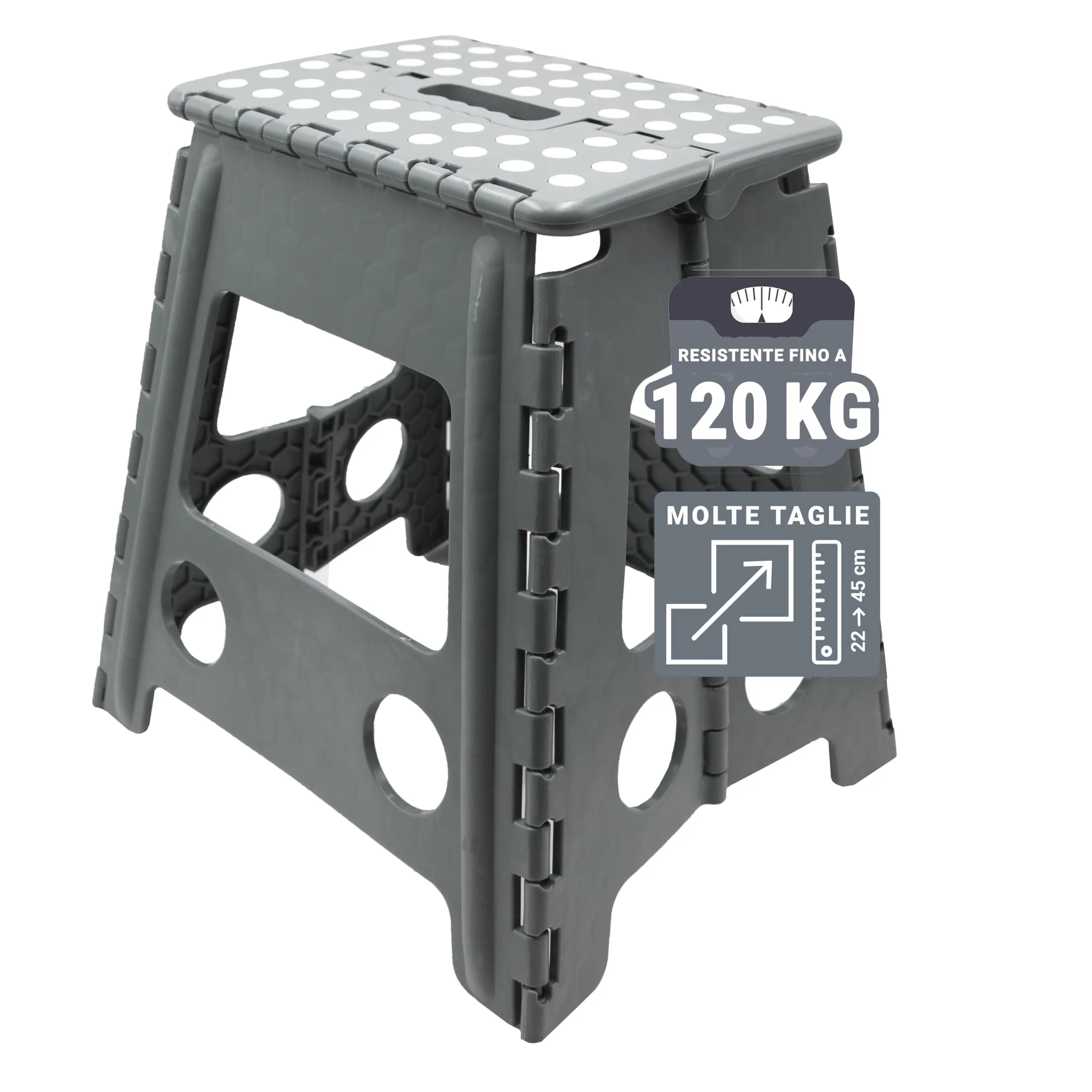 ZOLLNER Sgabello Pieghevole, Altezza 39 cm, Grigio - immagine 1