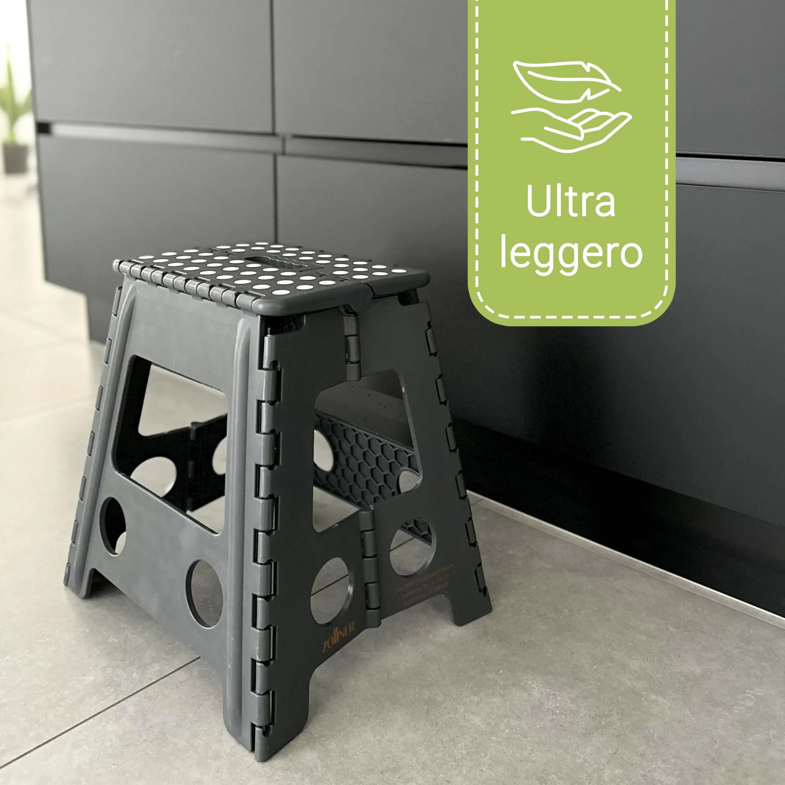 ZOLLNER Sgabello Pieghevole, Altezza 39 cm, Grigio - immagine 5