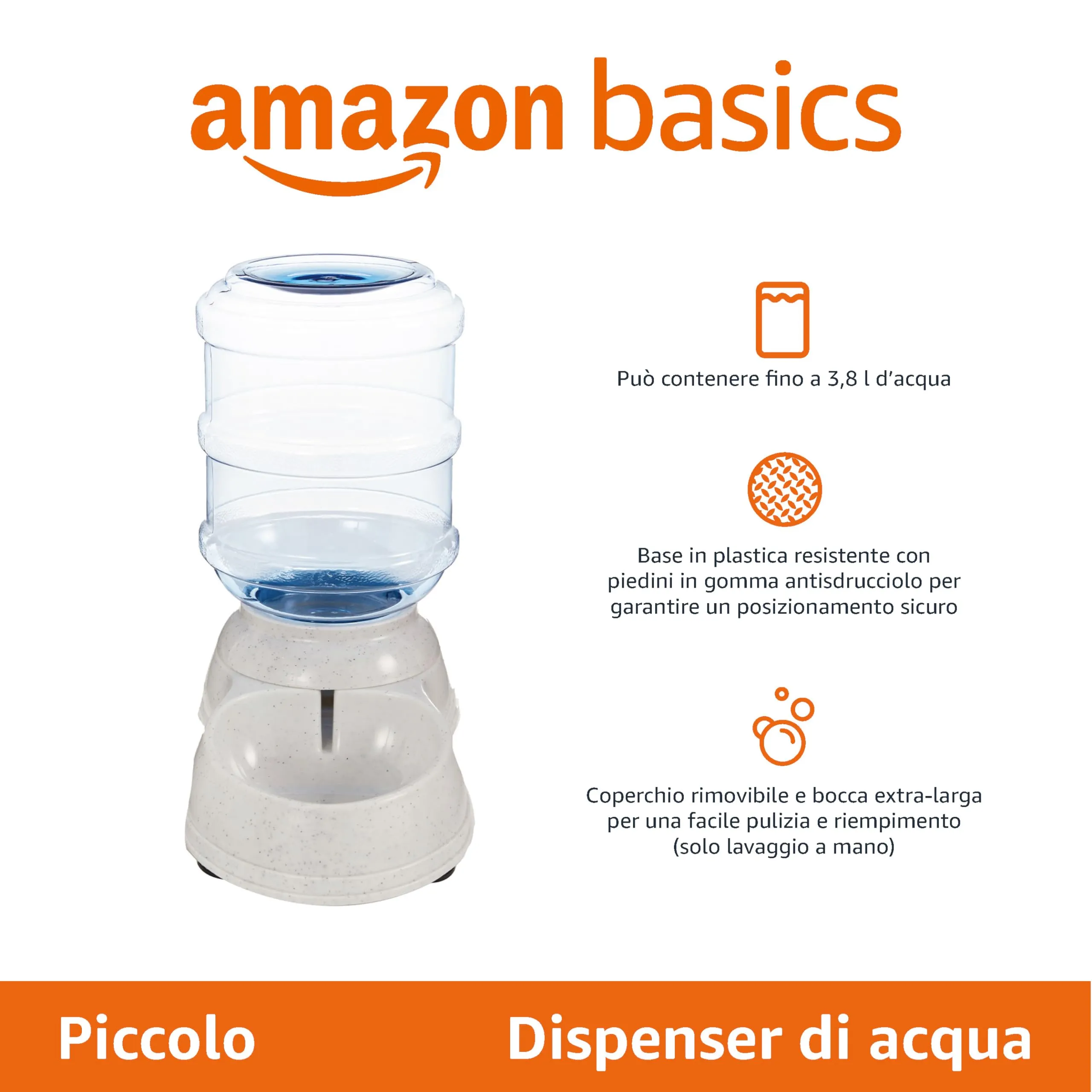 Amazon Basics Distributore di acqua per cani e gatti, 3.8 litri, Misura Piccola - immagine 2