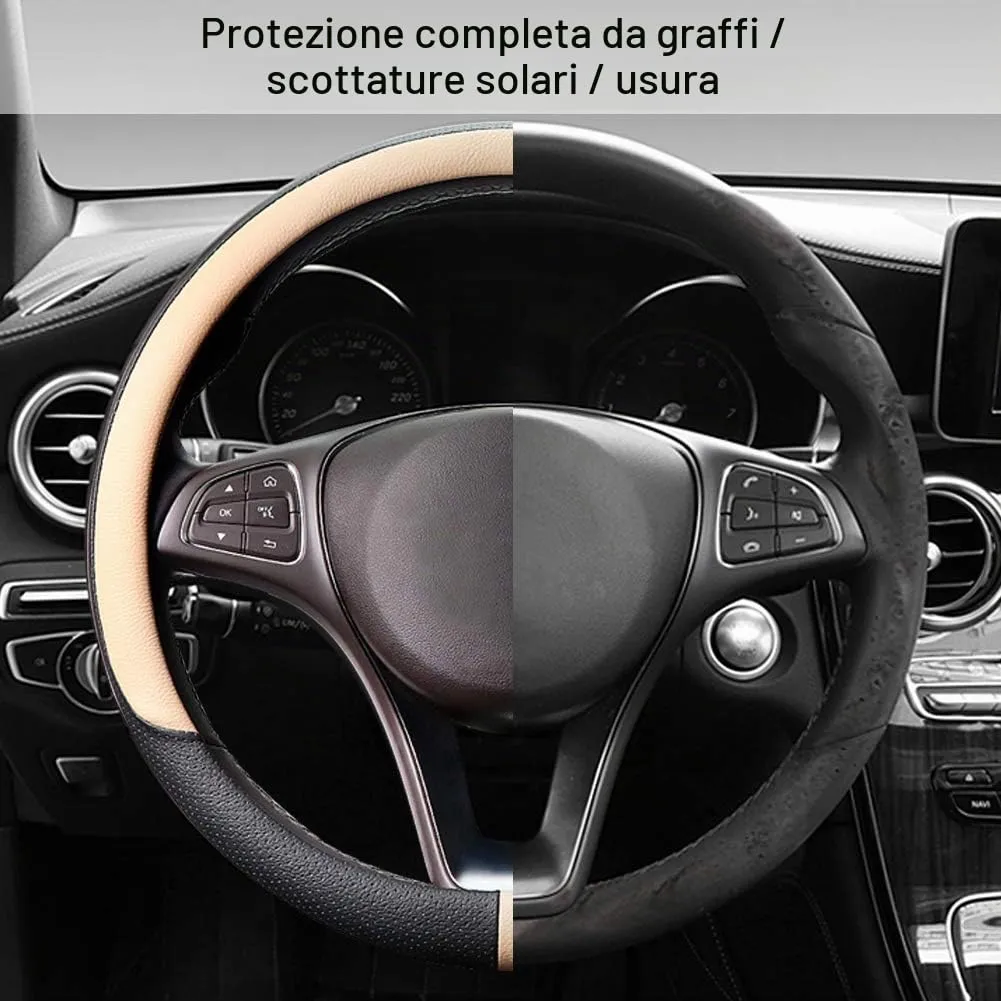 COFIT Coprivolante in Pelle Microfibra Traspirante e Antiscivolo, Rotondo Universale M 37-38cm, Beige e Nero - immagine 5