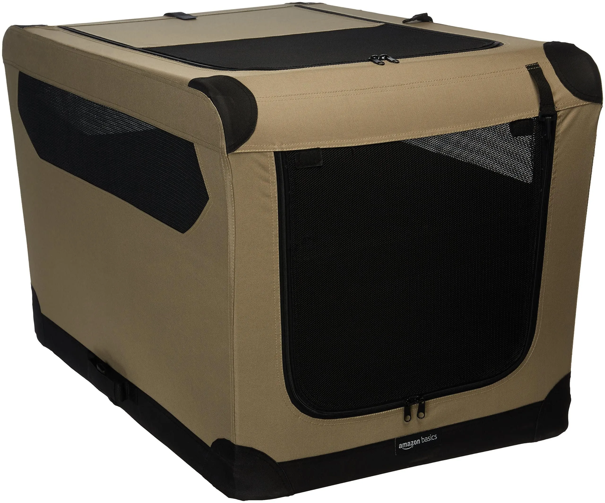 Amazon Basics Trasportino Portatile e Pieghevole a 2 Porte per Cani e Gatti, Tan, 91 x 61 x 61 cm - immagine 1
