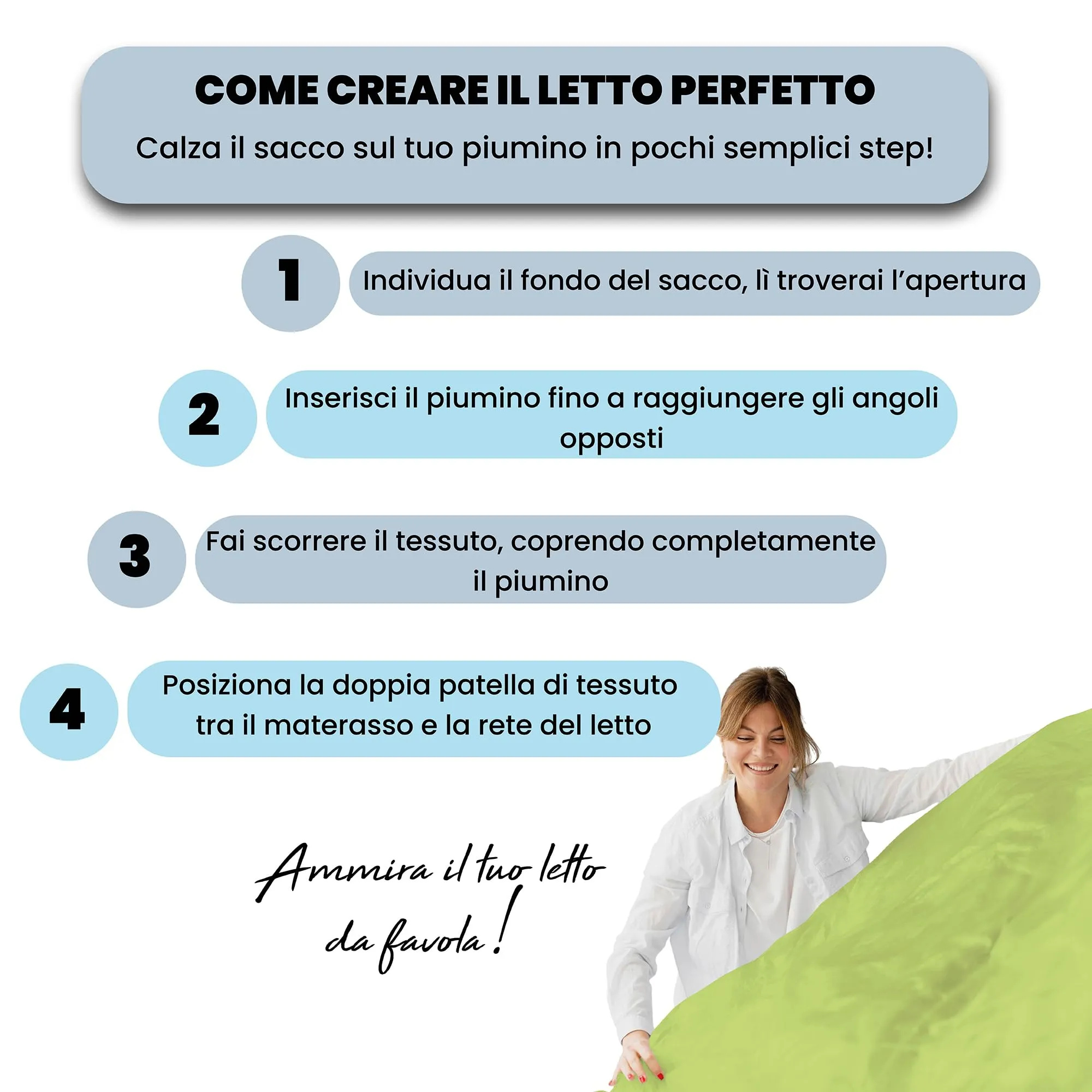 Italian Bed Linen Set Copripiumino 100% Cotone, Singolo, 150x200 cm, Verde Acido/Grigio Scuro - immagine 5