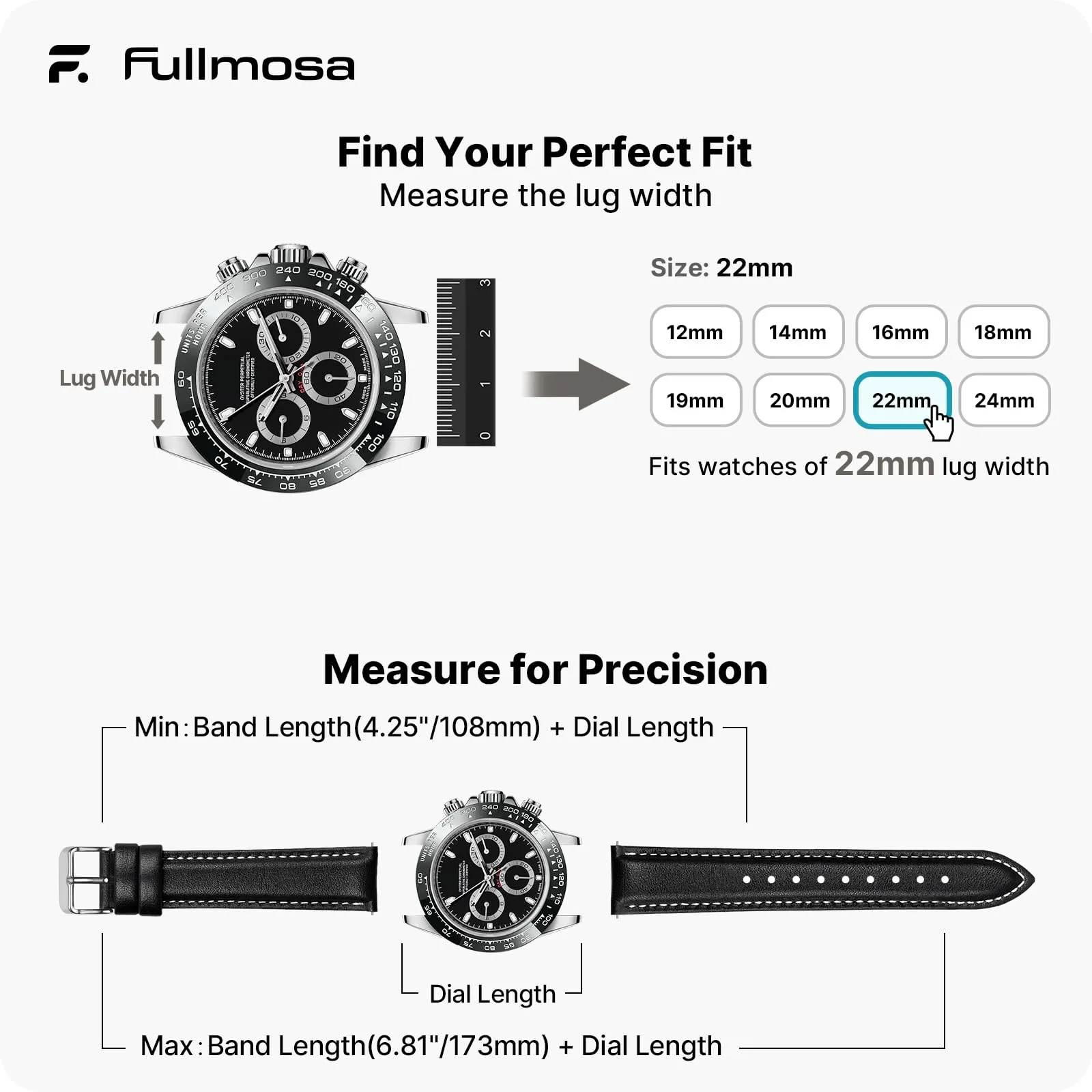 Fullmosa Cinturino per Orologio in Pelle a Sgancio Rapido 22mm - immagine 5
