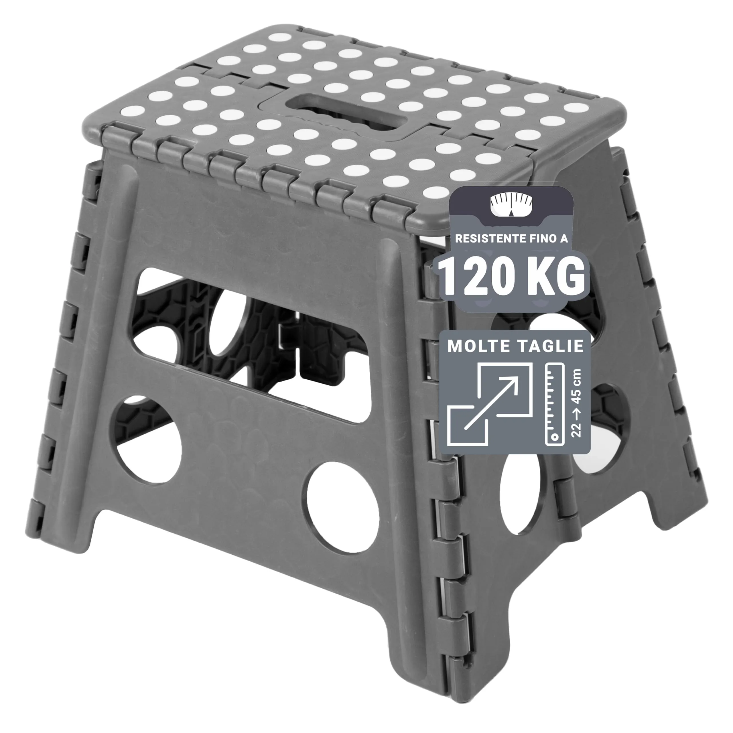 ZOLLNER Sgabello Pieghevole 30 cm, Grigio - immagine 1