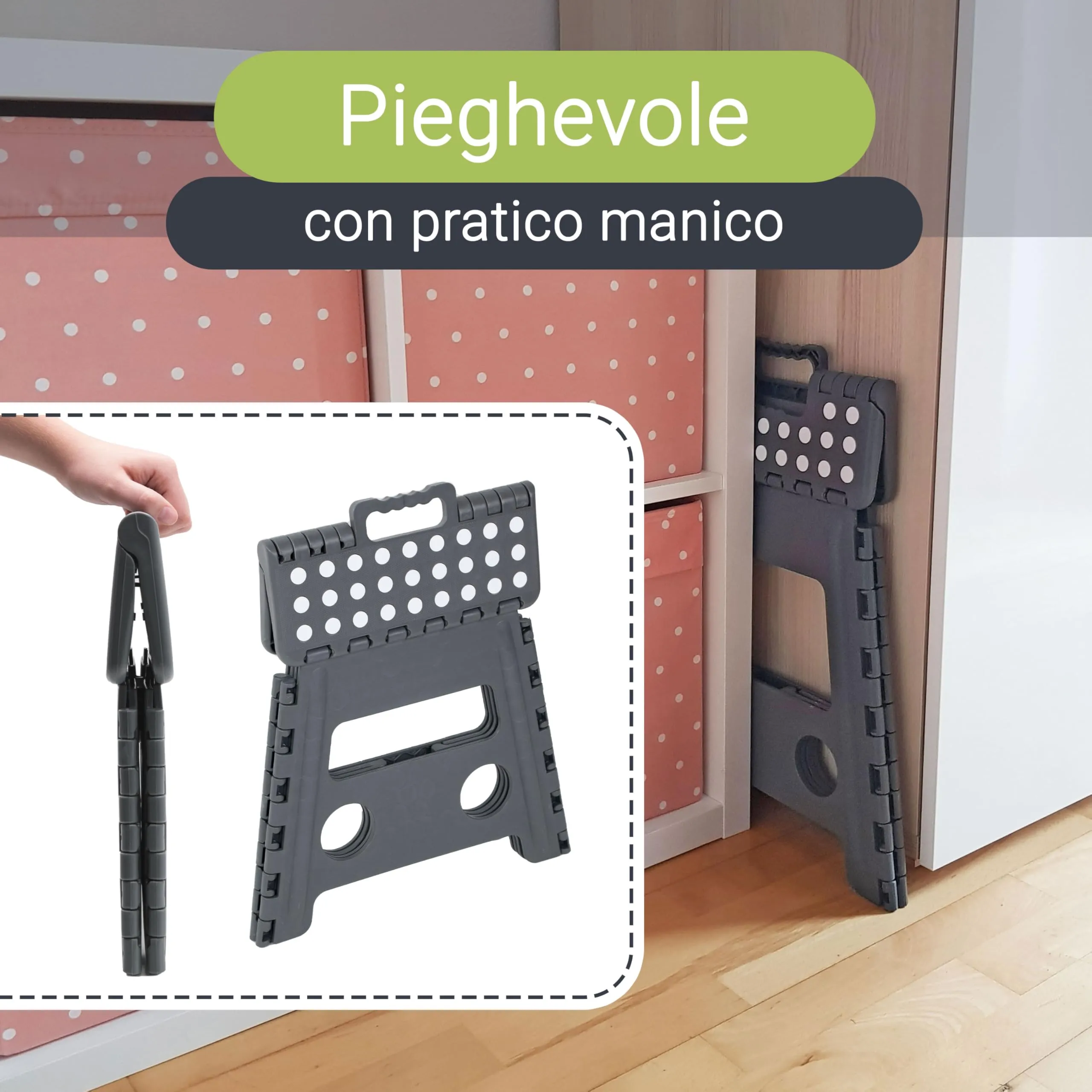 ZOLLNER Sgabello Pieghevole 30 cm, Grigio - immagine 3