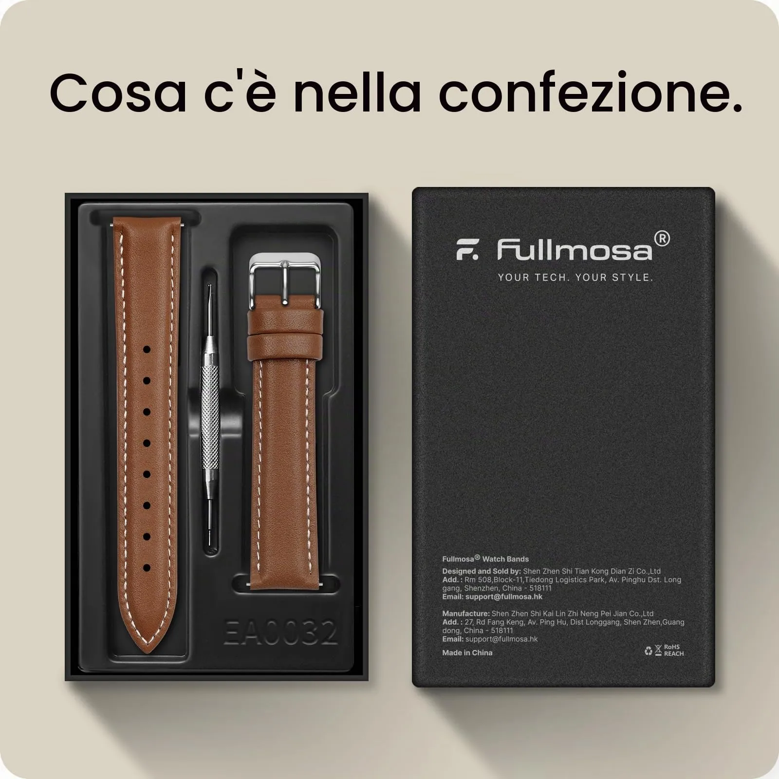 Fullmosa Cinturino in Pelle 20mm a Sgancio Rapido, Marrone - immagine 6