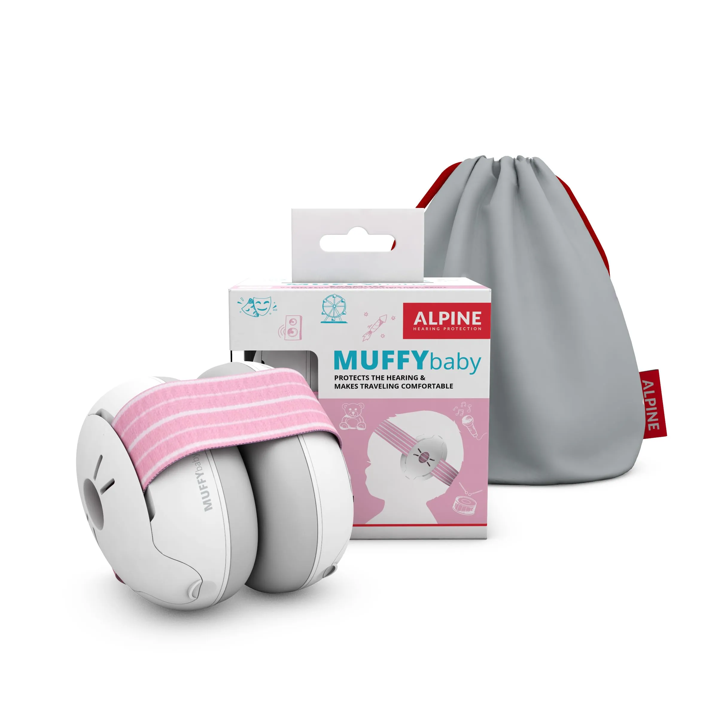 Alpine Muffy Baby Cuffie antirumore per neonati e bambini fino a 36 mesi, Rosa - immagine 1