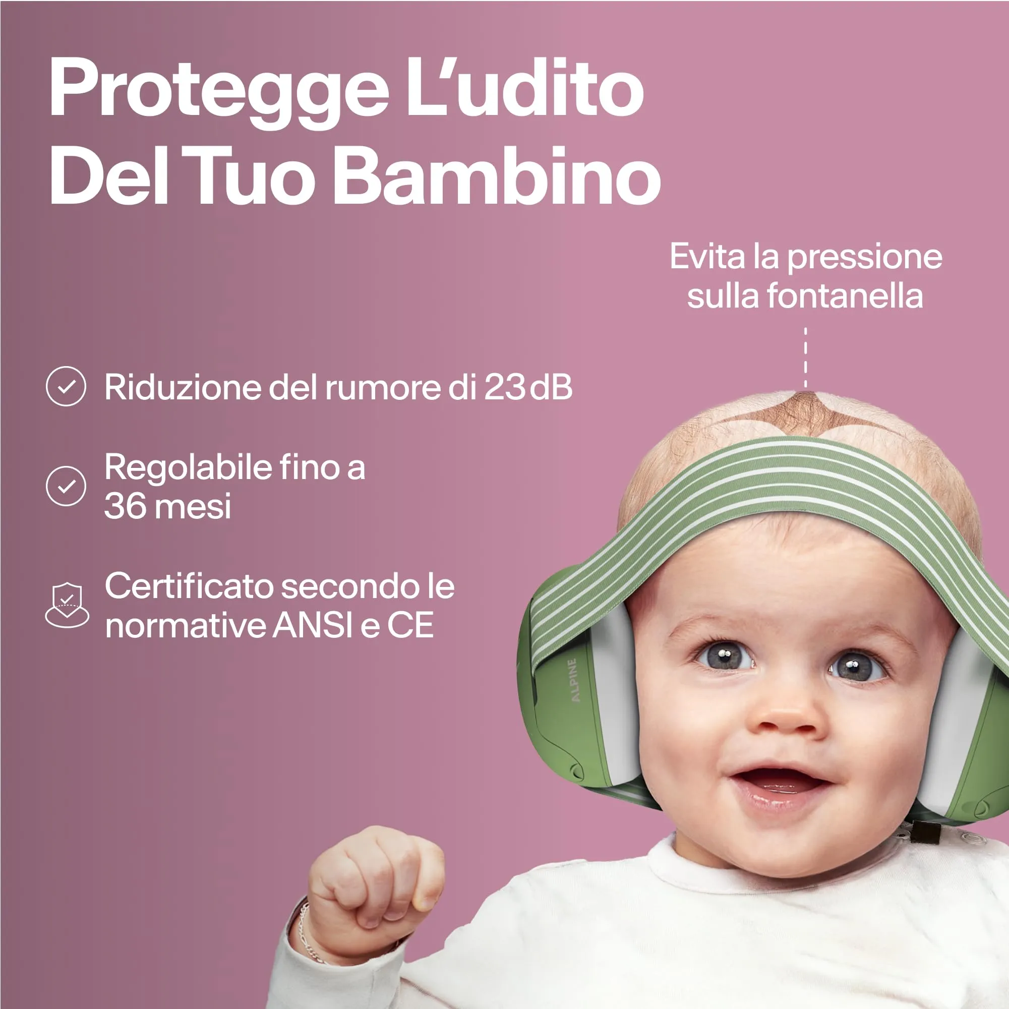 Alpine Muffy Baby Cuffie antirumore per neonati e bambini fino a 36 mesi, Rosa - immagine 2
