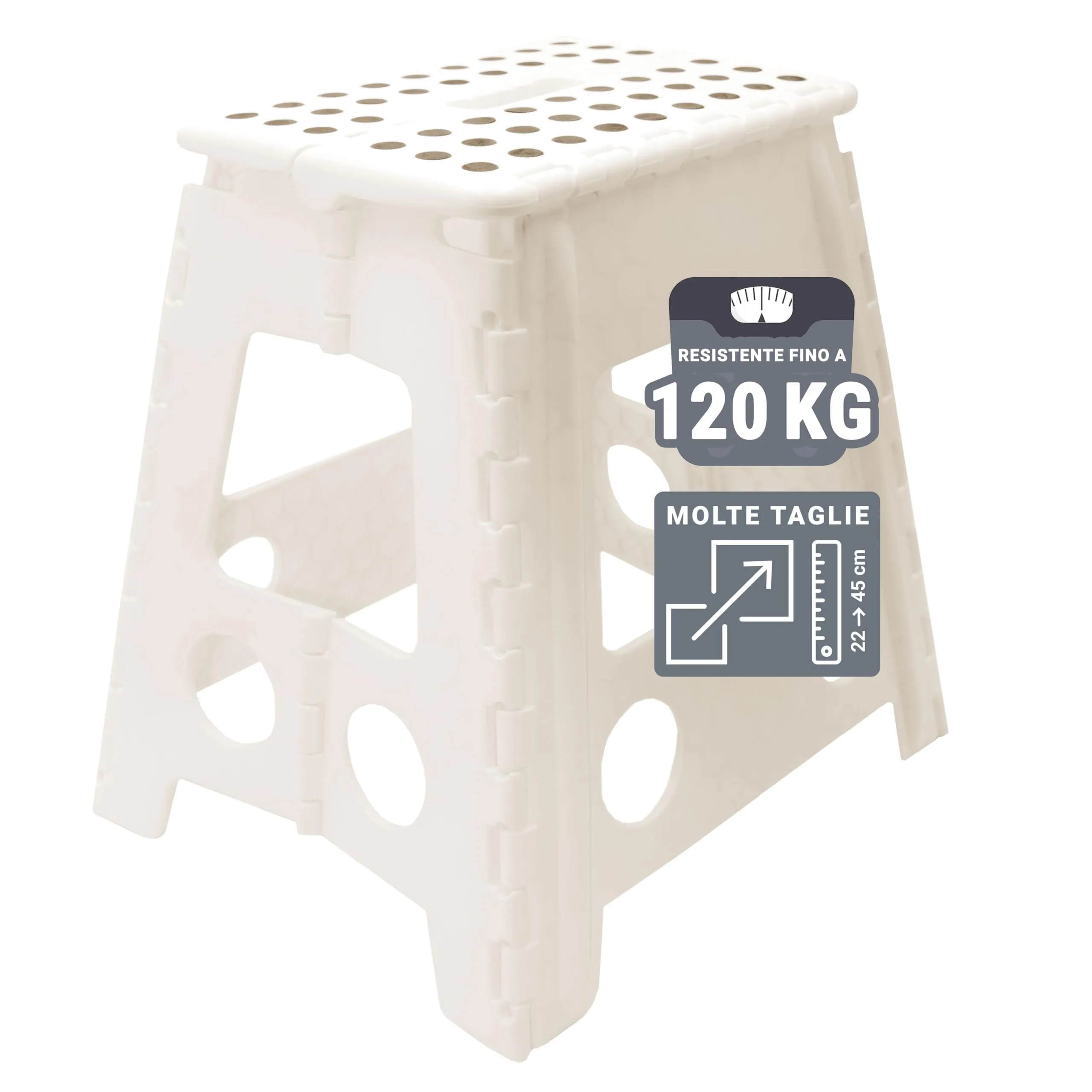 ZOLLNER Sgabello pieghevole, 39 cm, Bianco - immagine 1