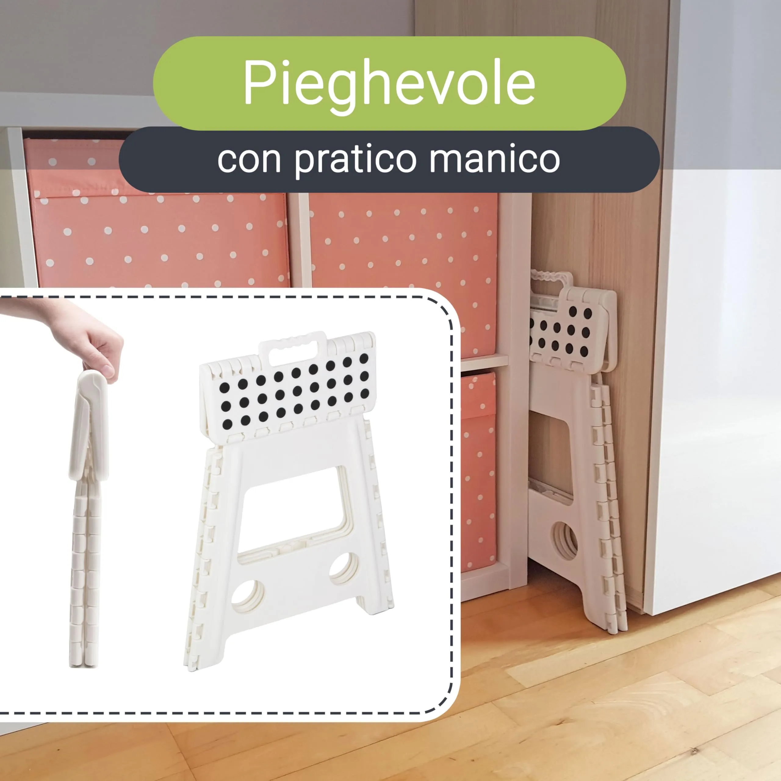 ZOLLNER Sgabello pieghevole, 39 cm, Bianco - immagine 3