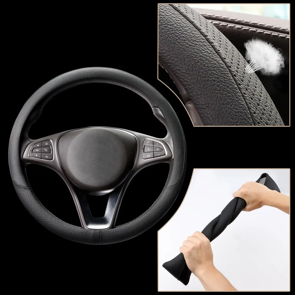 COFIT Coprivolante in Pelle Microfibra Traspirante e Antiscivolo, Rotondo Universale M 37-38cm, Nero - immagine 3
