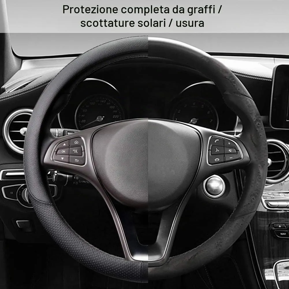 COFIT Coprivolante in Pelle Microfibra Traspirante e Antiscivolo, Rotondo Universale M 37-38cm, Nero - immagine 5