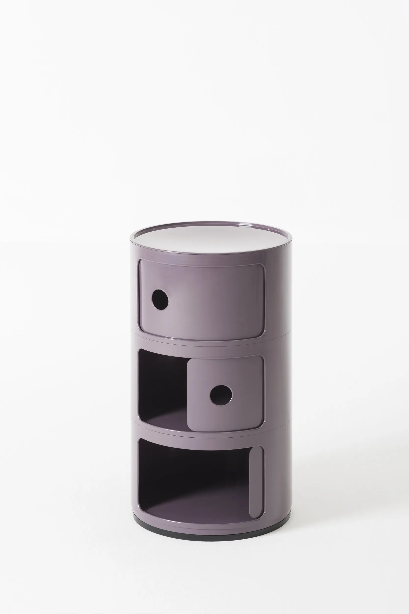 Kartell Componibili Container 3 Elements, ABS, Round Base, Viola, 32 x 32 x 59 cm - immagine 5