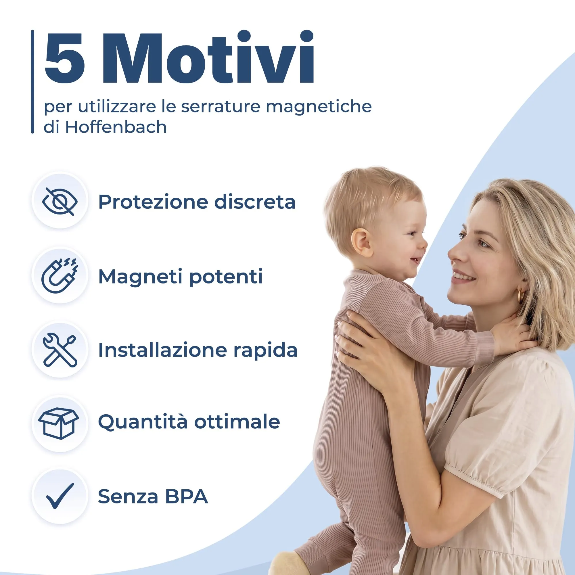 Hoffenbach Blocca Cassetti per Bambini, Chiusura Magnetica per Cassetti e Ante, 12 Serrature + 3 Chiavi, Bianco - immagine 4