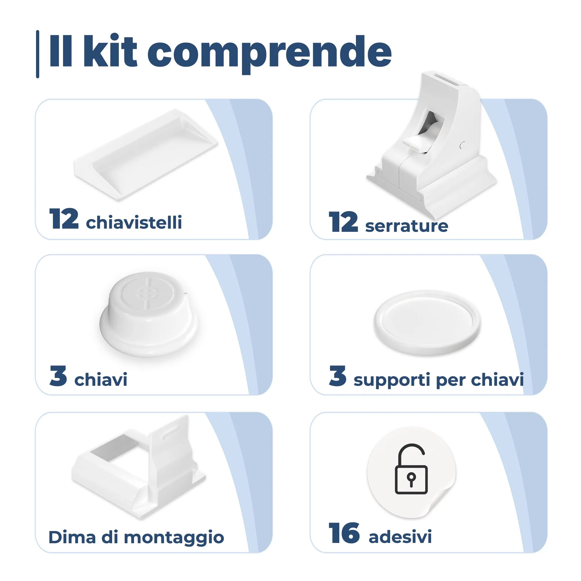 Hoffenbach Blocca Cassetti per Bambini, Chiusura Magnetica per Cassetti e Ante, 12 Serrature + 3 Chiavi, Bianco - immagine 7