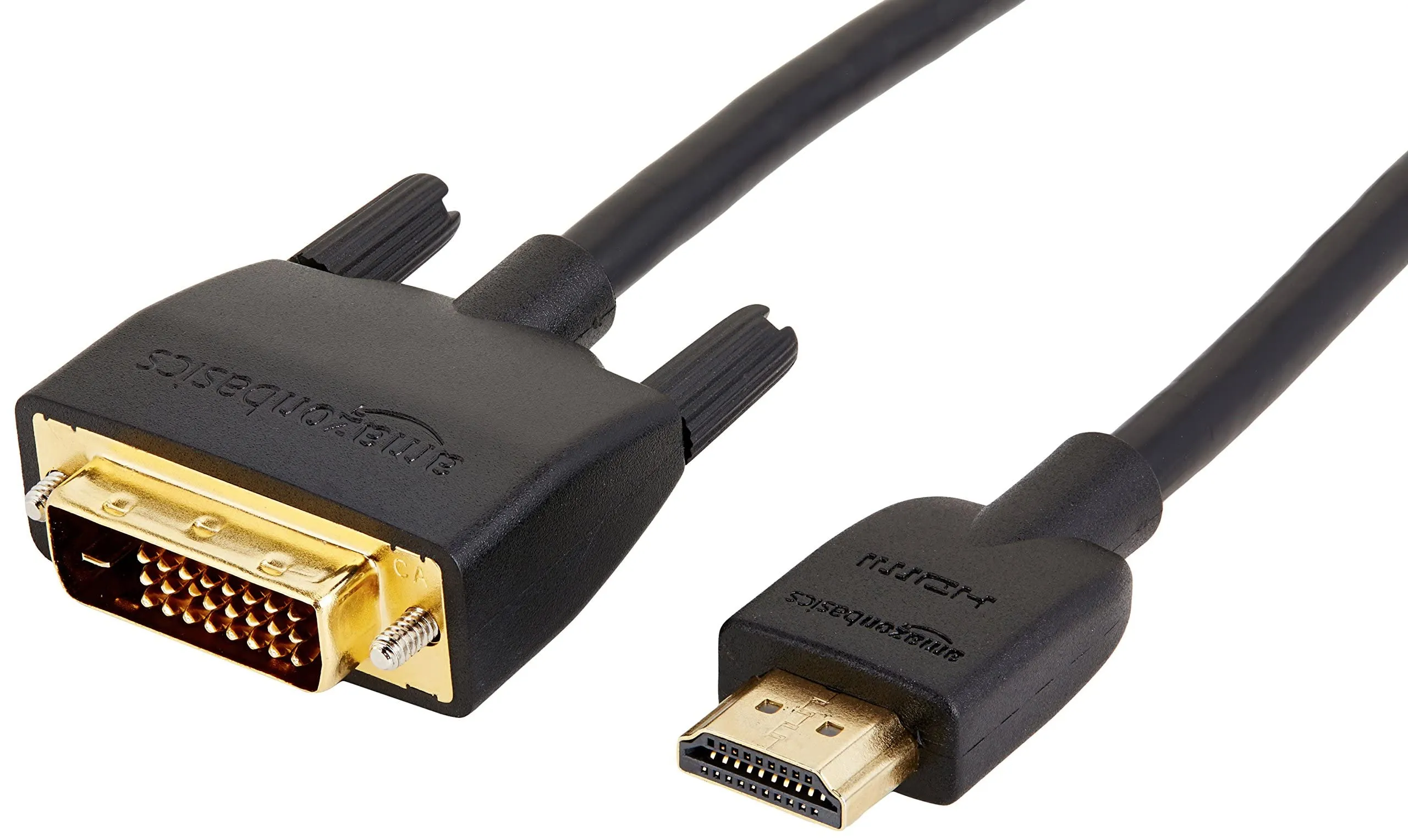 Amazon Basics Cavo Adattatore HDMI-A a DVI, Bidirezionale, 1080P, Placcato Oro, 0.9 m, Nero, Confezione da 10 - immagine 1